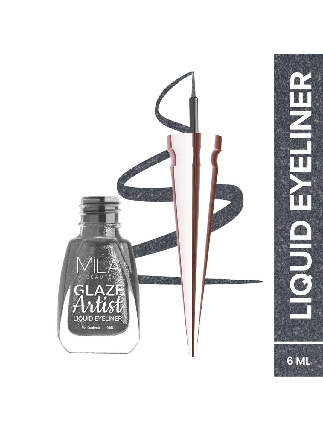 MILA BEAUTE Glaze Artist Water Proof Liquid Eyeliner With Vitamin E - 6 ml - Magical Grey