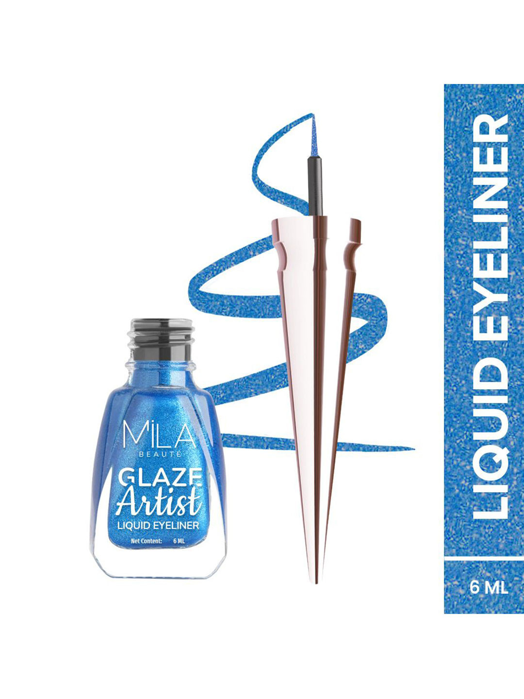 MILA BEAUTE Glaze Artist Water Proof Liquid Eyeliner With Vitamin E - 6 ml - Magical Blue