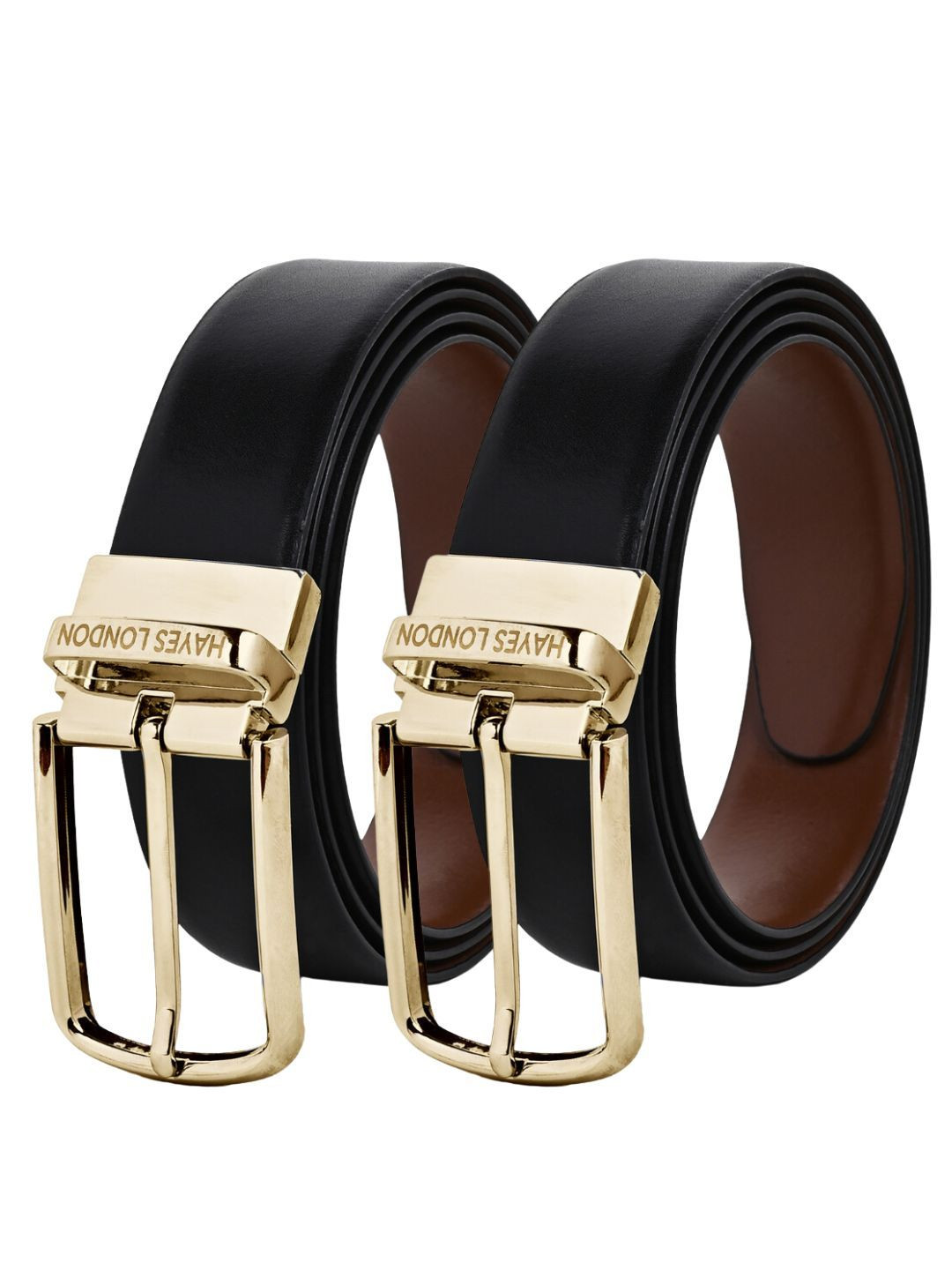 Hayes London Men Leather Belts Combo Pack Of 2 Genuine Premium Reversible Formal Belt