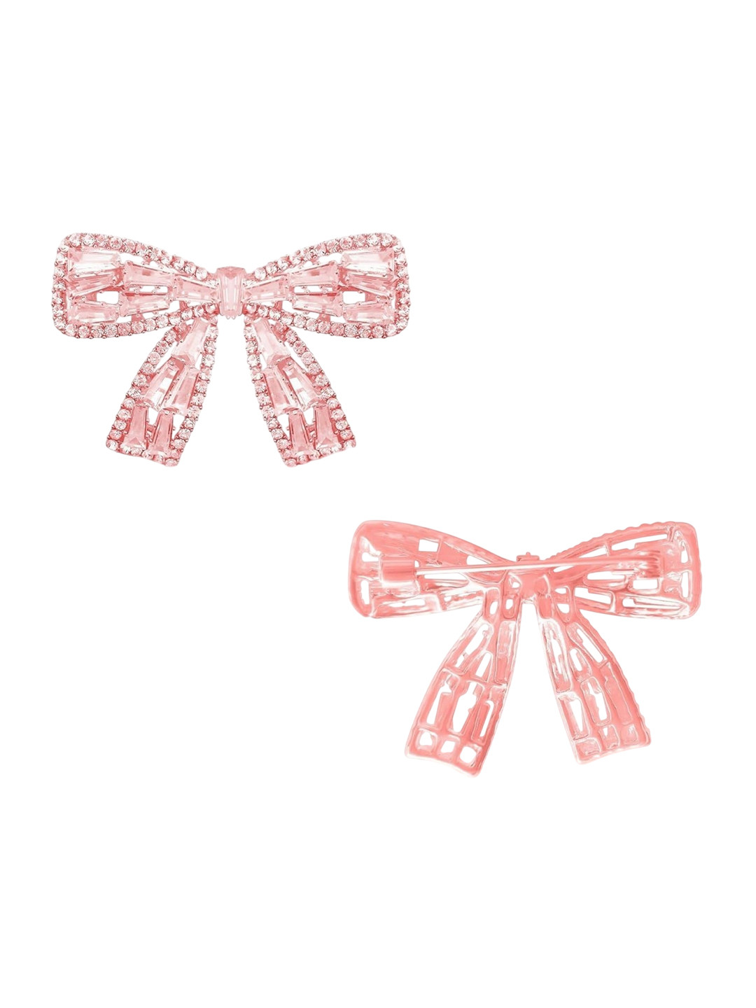 VAMA Rose Gold Stone Safety Pin Pleats Bow Brooch