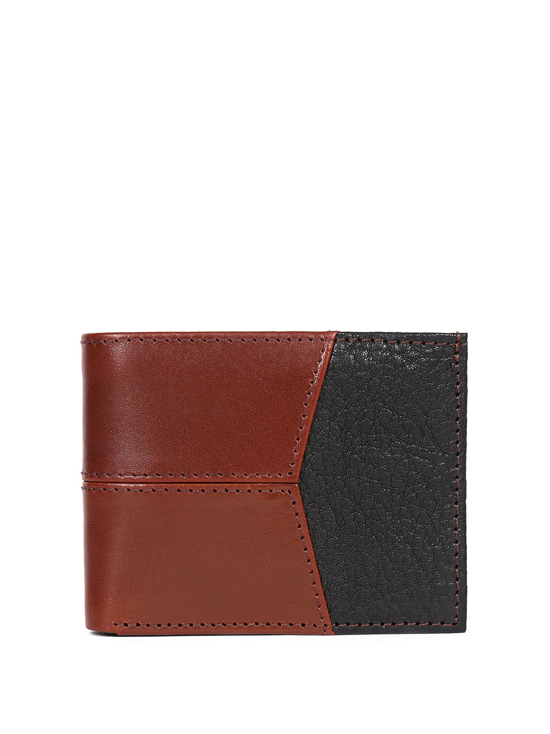 Celtic Men Brown Colourblocked Leather TwoFold Wallet