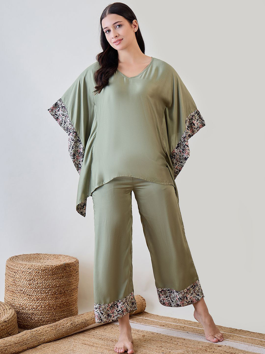 The Kaftan Company Women V-Neck Kaftan Night suit