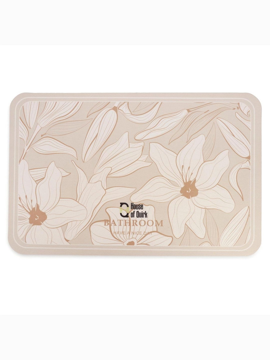 HOUSE OF QUIRK Beige & Brown Printed Rectangular Bath Rug