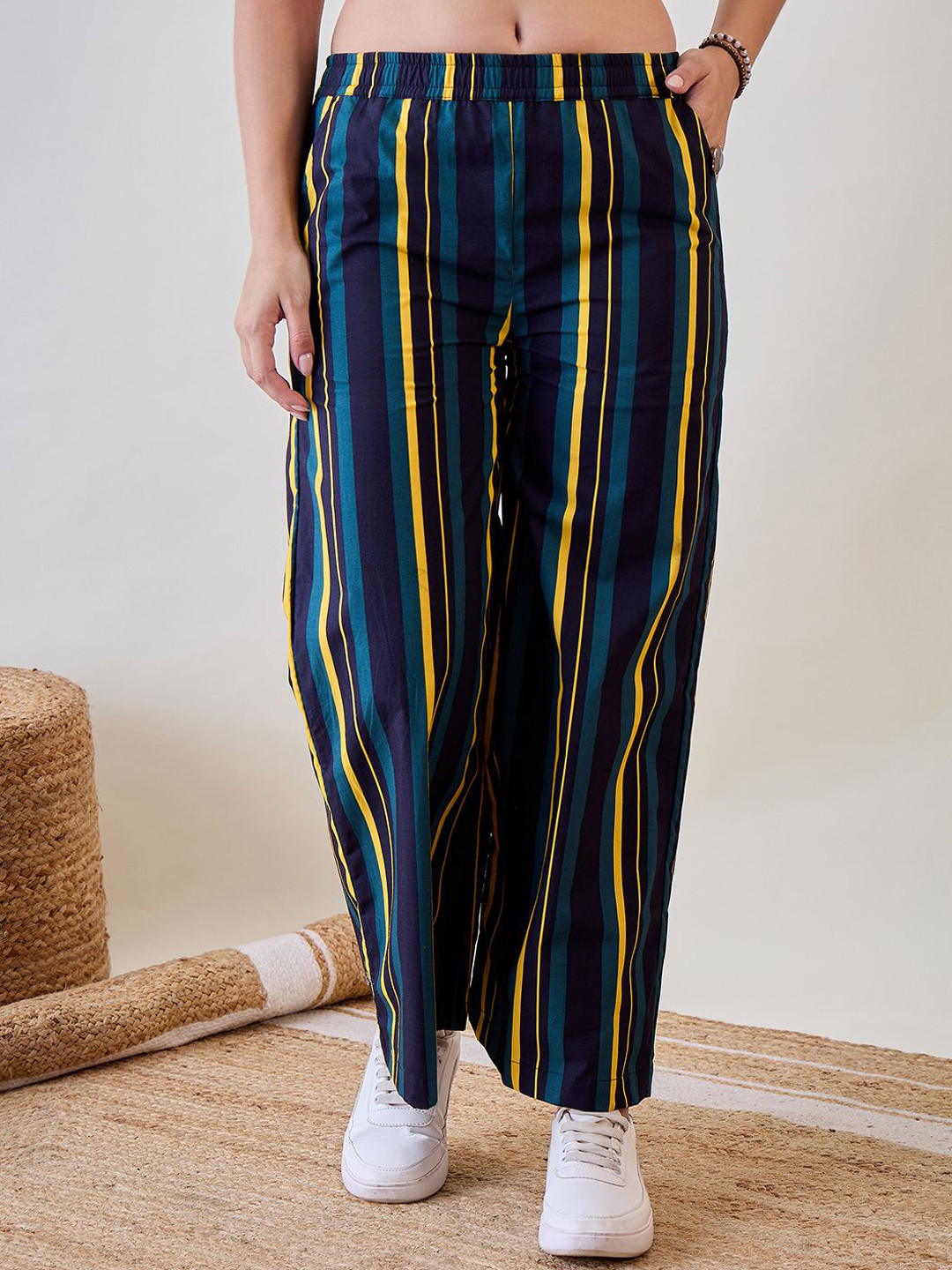 The Kaftan Company Women Striped Parallel Trousers