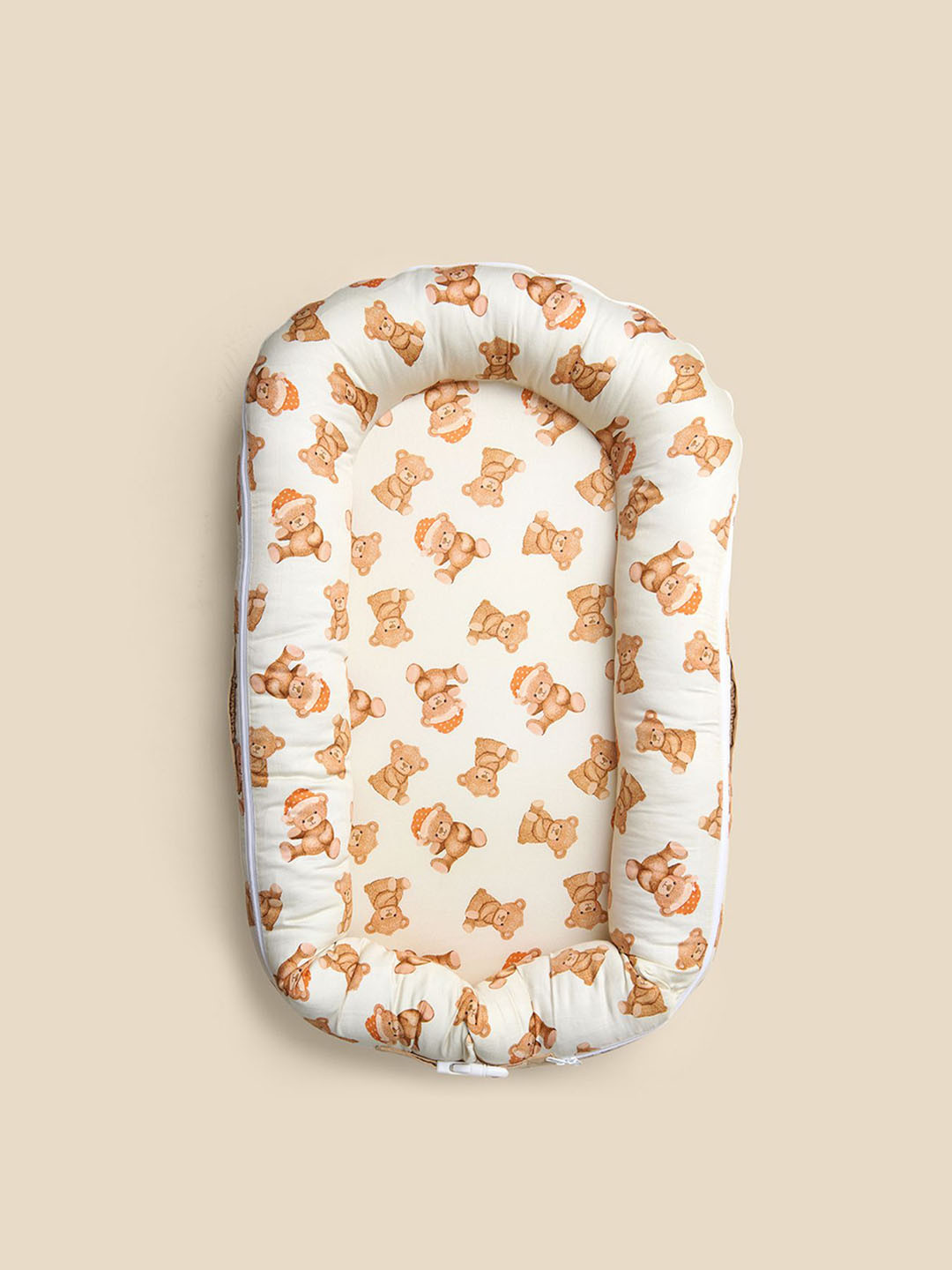 Fancy Fluff Beige Printed Baby Bedding Set