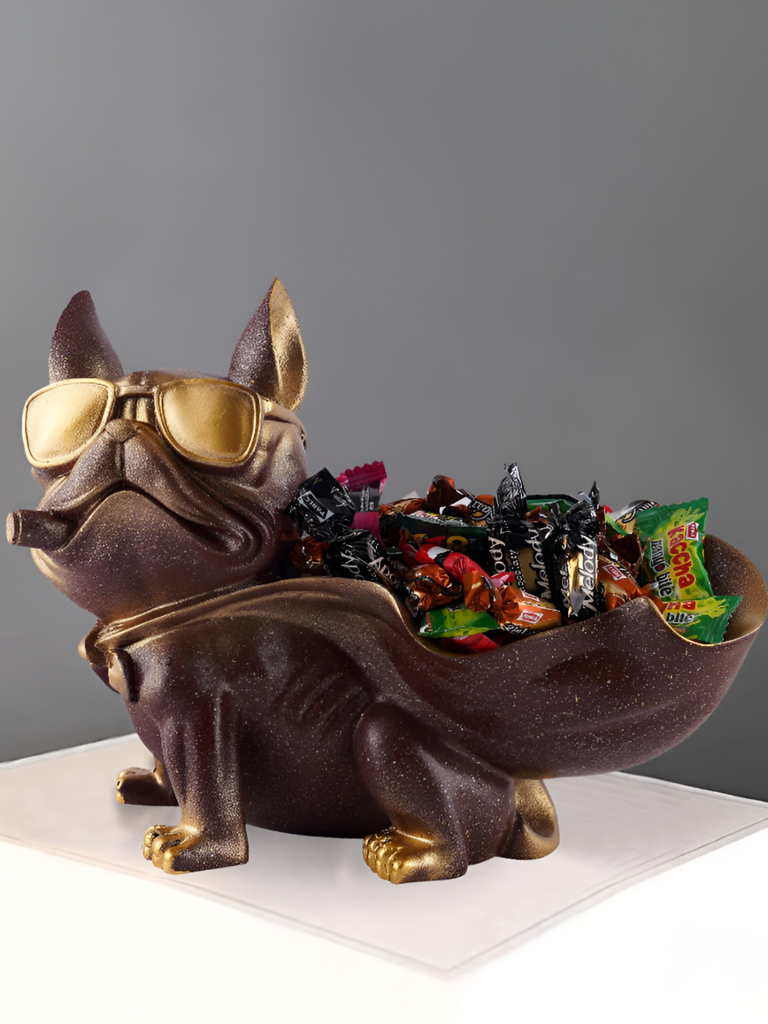Zart Cool Dog Brown Polyresin Matte Living Room Medium Showpiece - 7 Inches