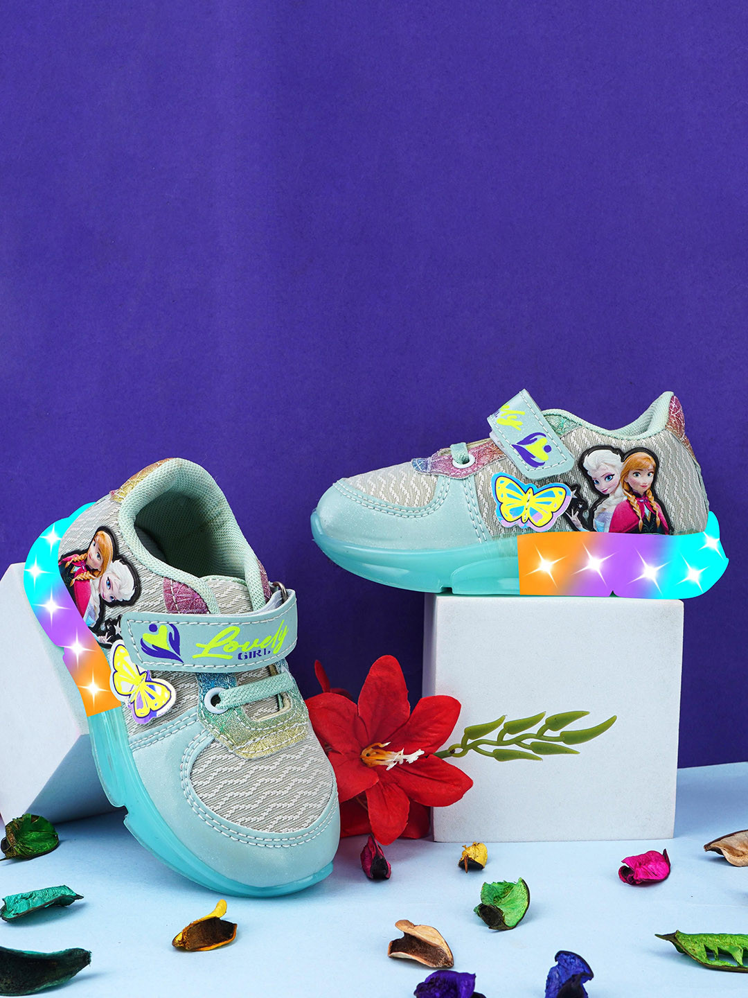 BAESD Girls Mesh Frozen Woven Design Sneakers