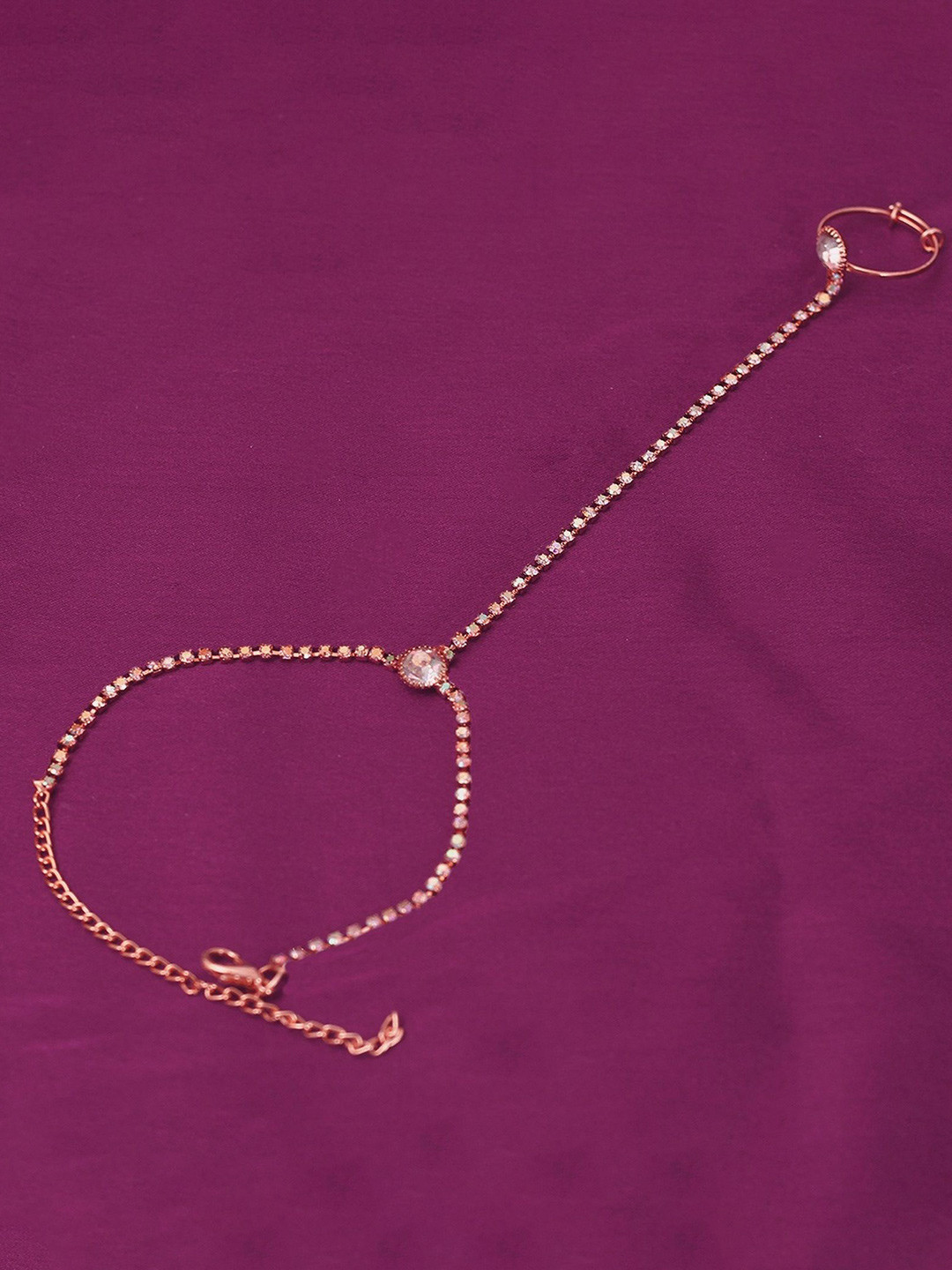 VAMA Women Crystals Handcrafted Rose Gold-Plated Armlet Bracelet