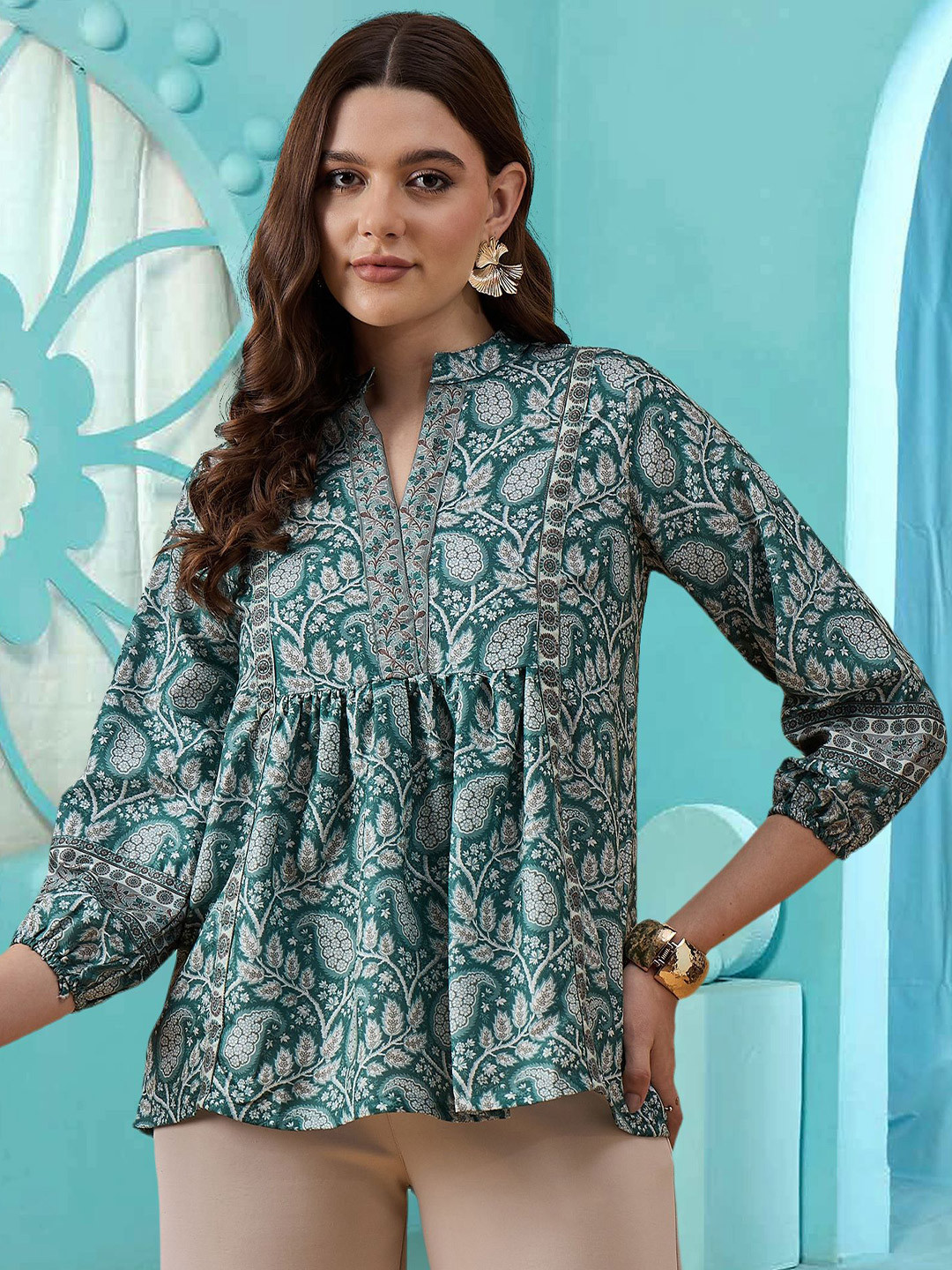 Winza Designer Women Floral Printed Empire Top