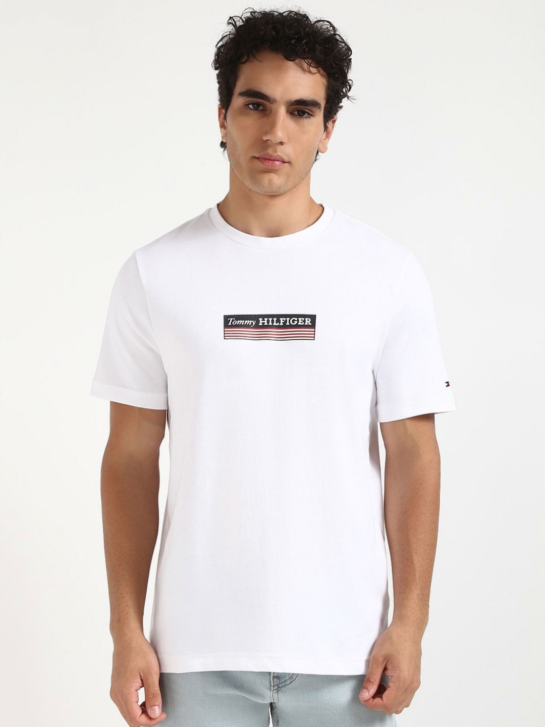 Tommy Hilfiger Men Brand Logo Printed Round Neck Cotton T-shirt