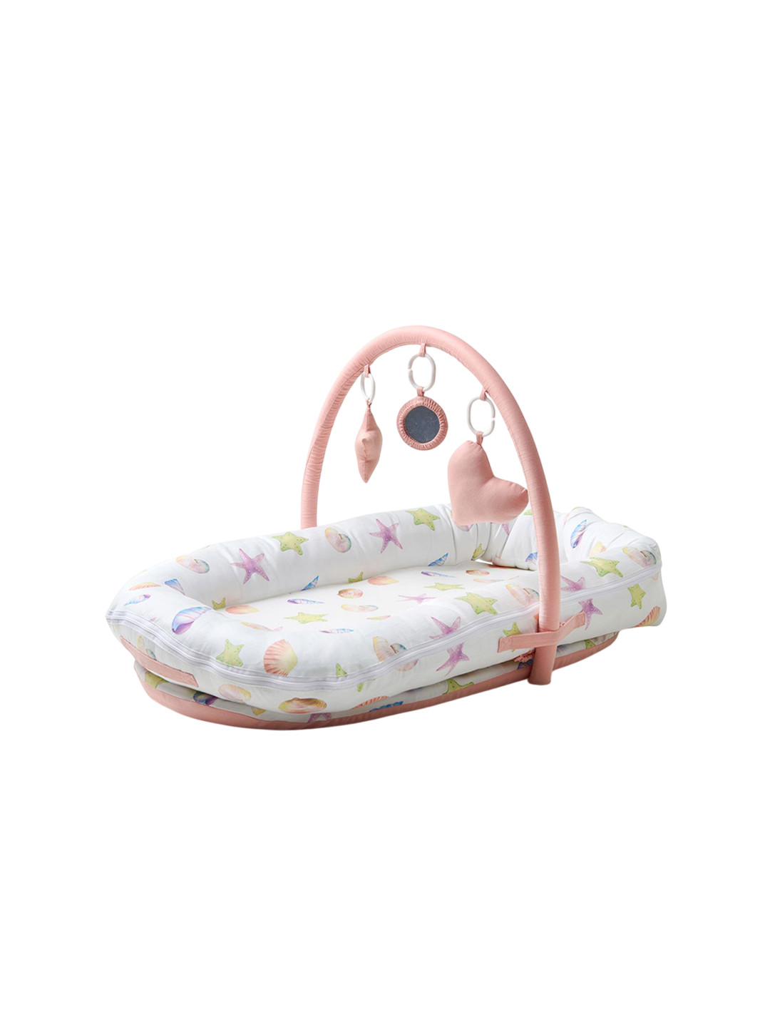 Fancy Fluff 2-Pcs White & Pink Printed Baby Bed Sets