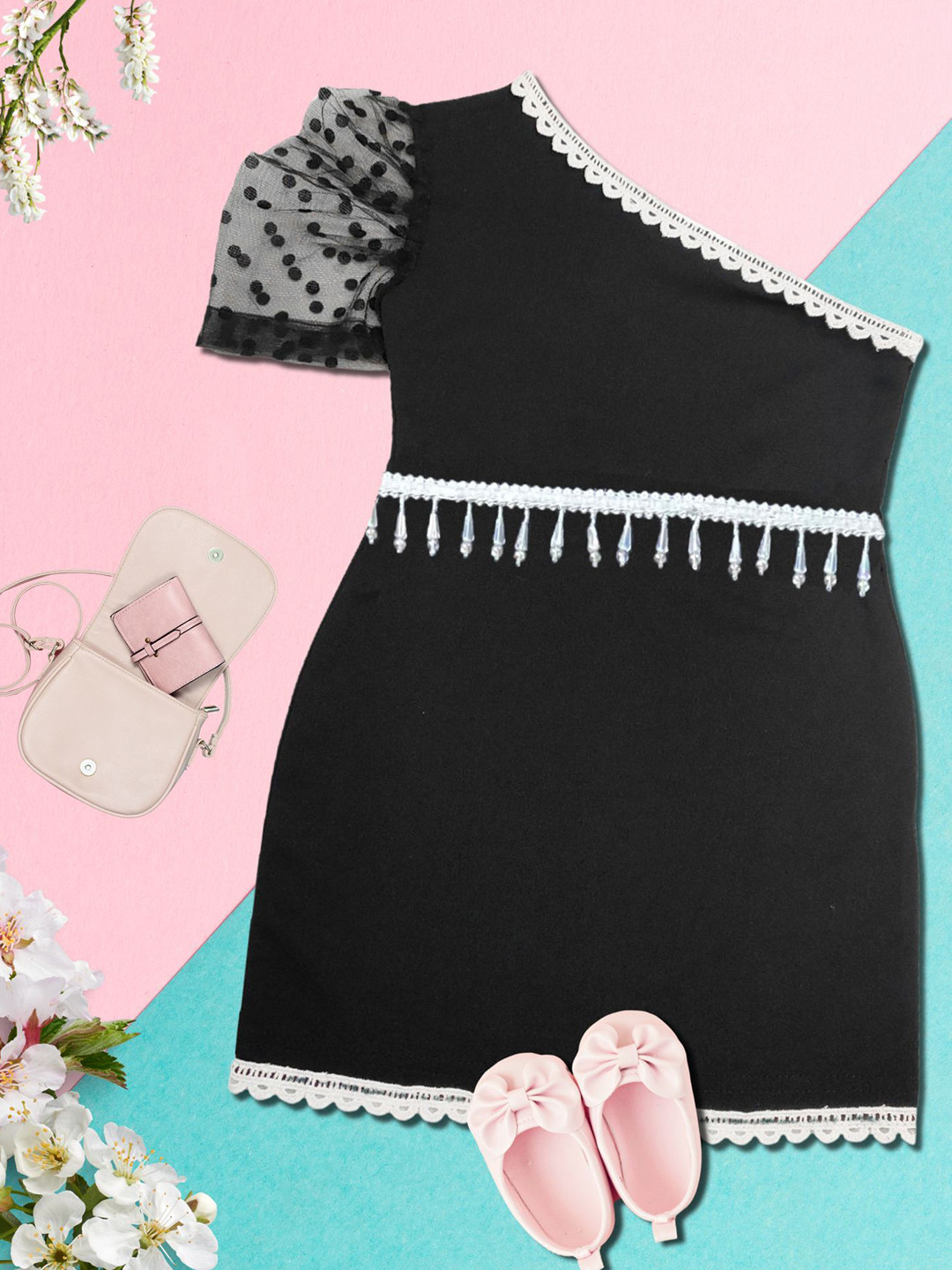 ADDYVERO Girls One Shoulder Scuba A-Line Dress