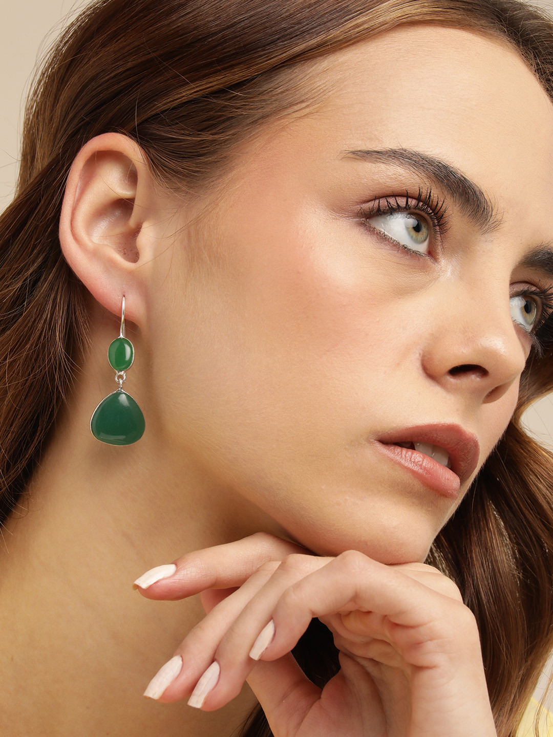 Anouk Silver-Plated Opal Geometric Drop Earrings