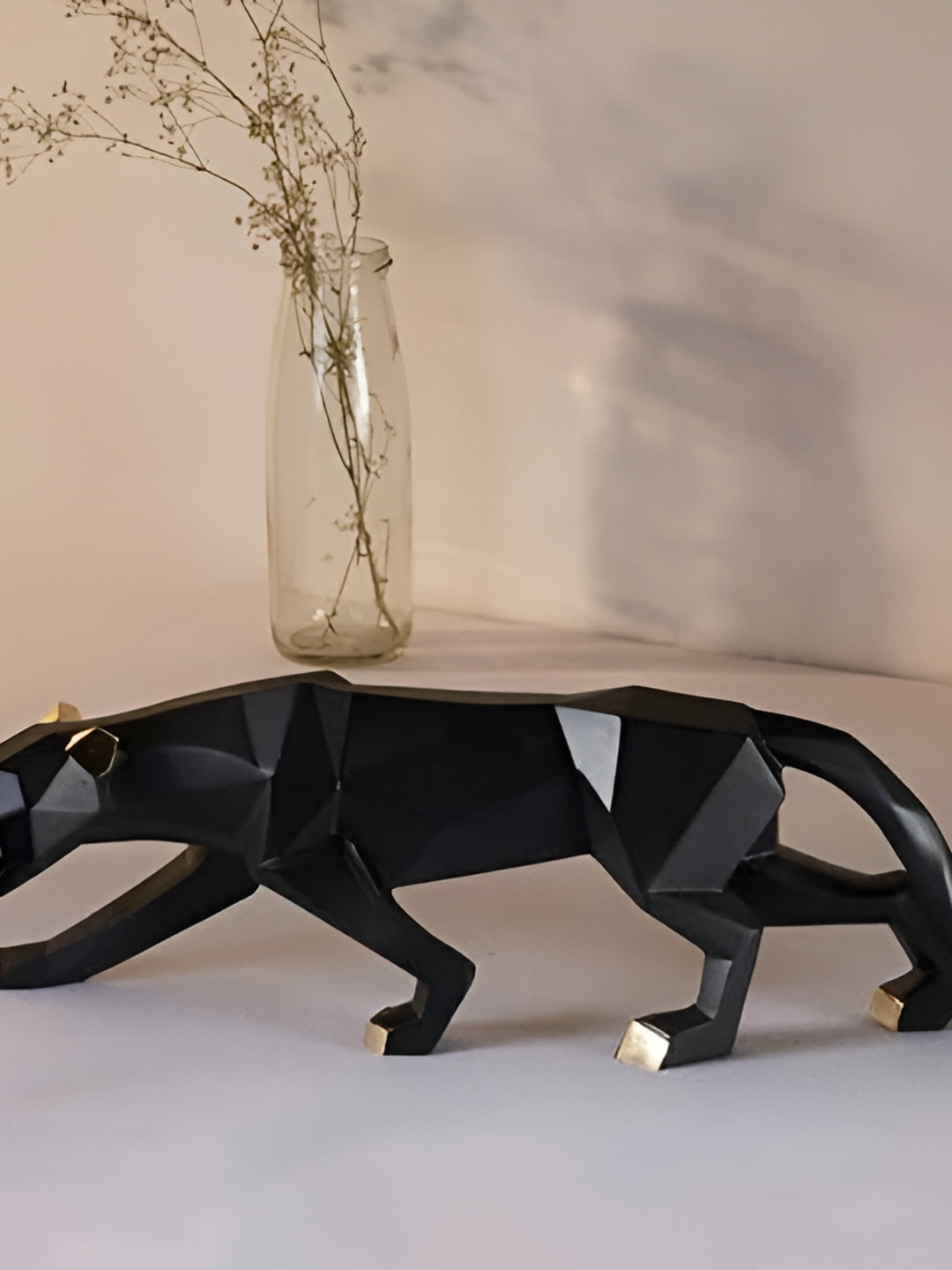 Zart Jaguar Black Polyresin Glossy Living Room Small Showpiece -