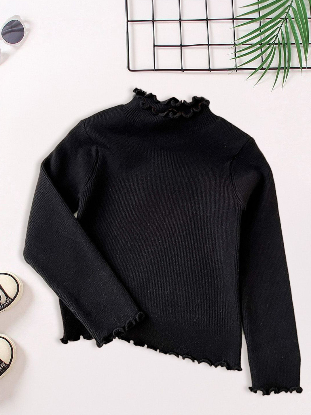 FOREVER FRIDAY Girls Turtle Neck Ribbed Cardigan