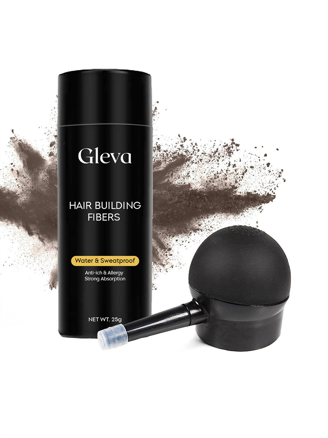 Gleva Hair Building Fibers With Applicator - 25 g - Dark Brown