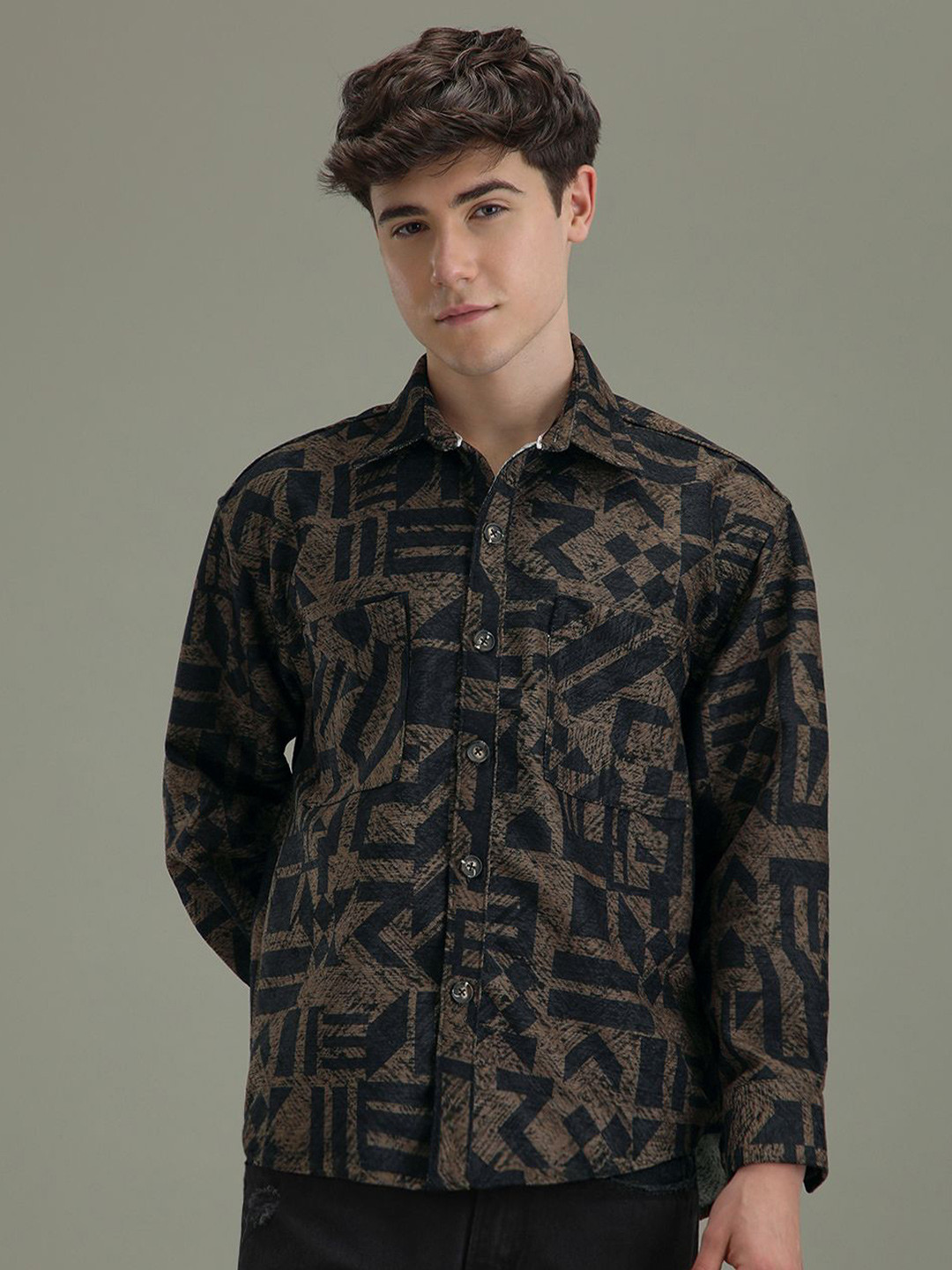 Banana Club Men Corduroy Open Front Shacket