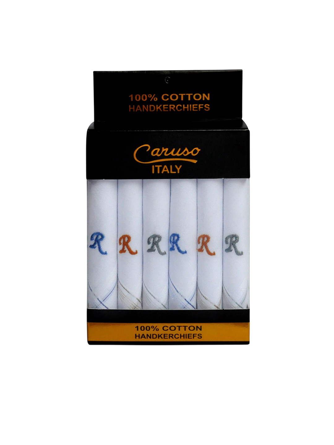Caruso ITALY Pack Of 6 Logo Embroidered Cotton Handkerchiefs