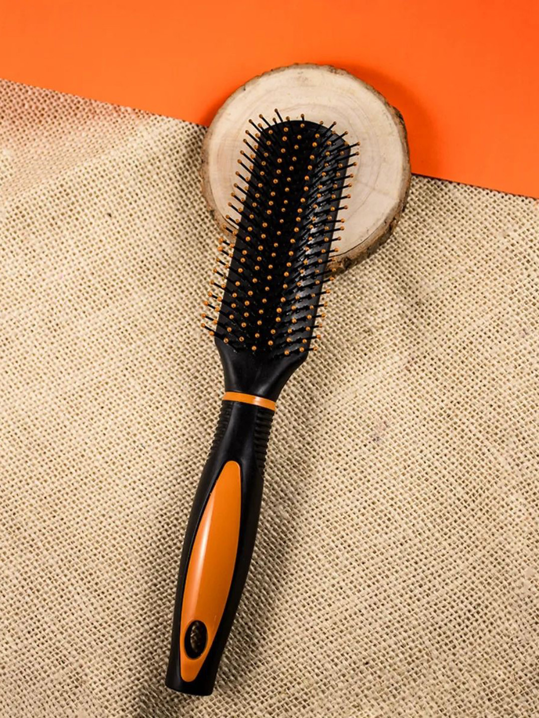 Jewelz Flat Hair Brush for Effortless Detangling & Smoothening Comb - Black