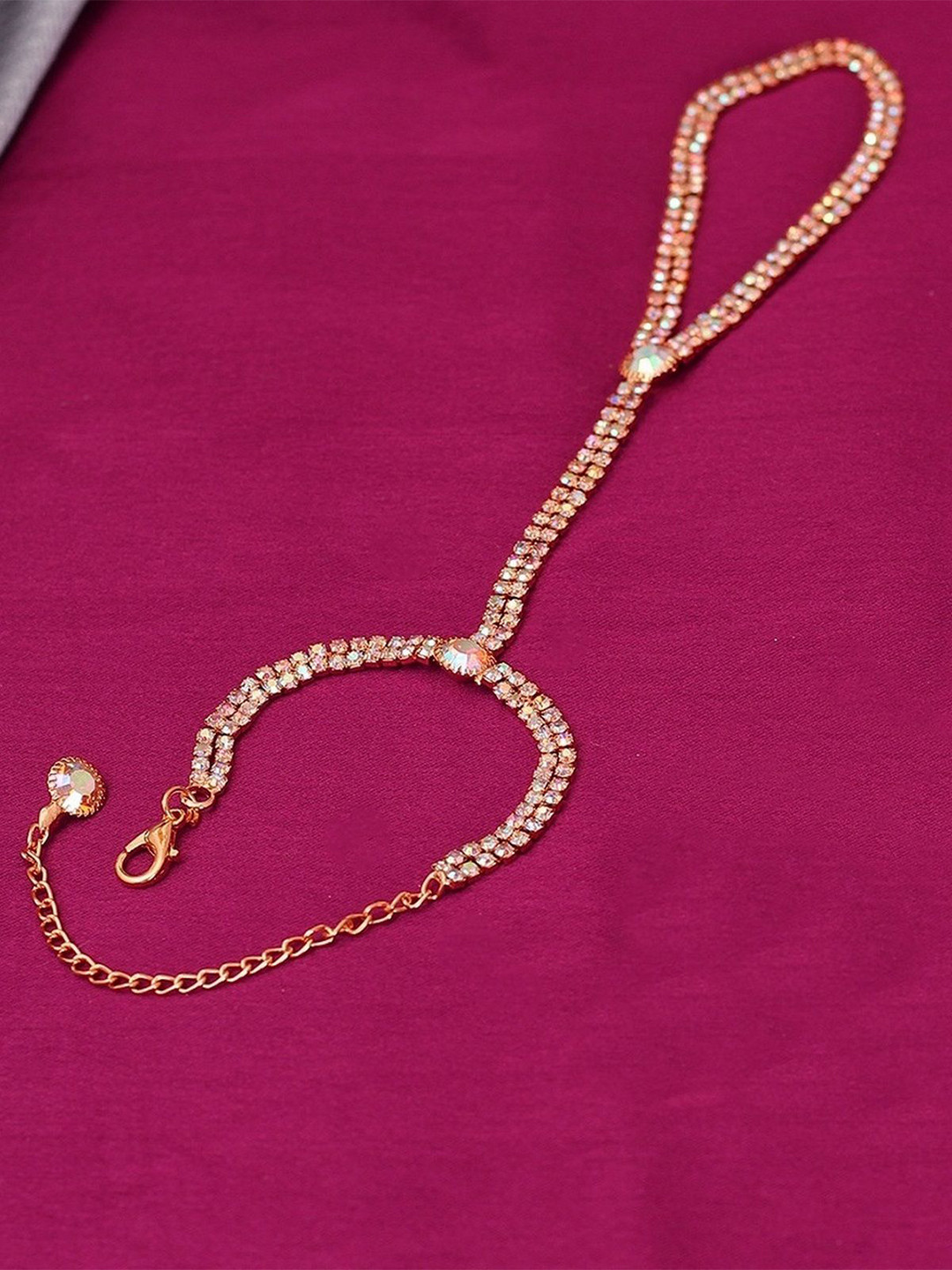 VAMA Women Crystals Handcrafted Rose Gold-Plated Armlet Bracelet