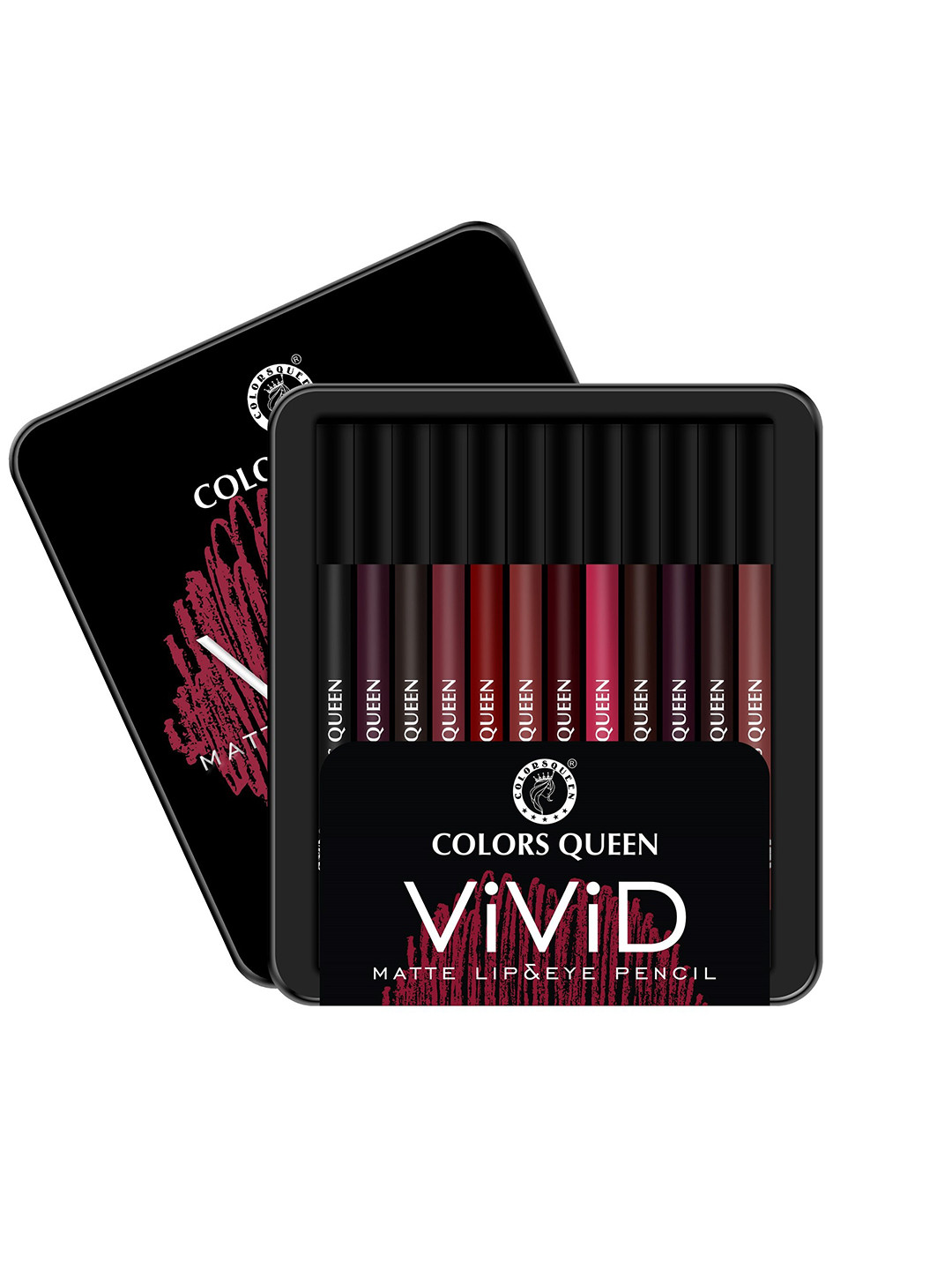 Colors Queen Set of 12 Vivid Matte Lip Liner & Eye Pencil - Multi Colors