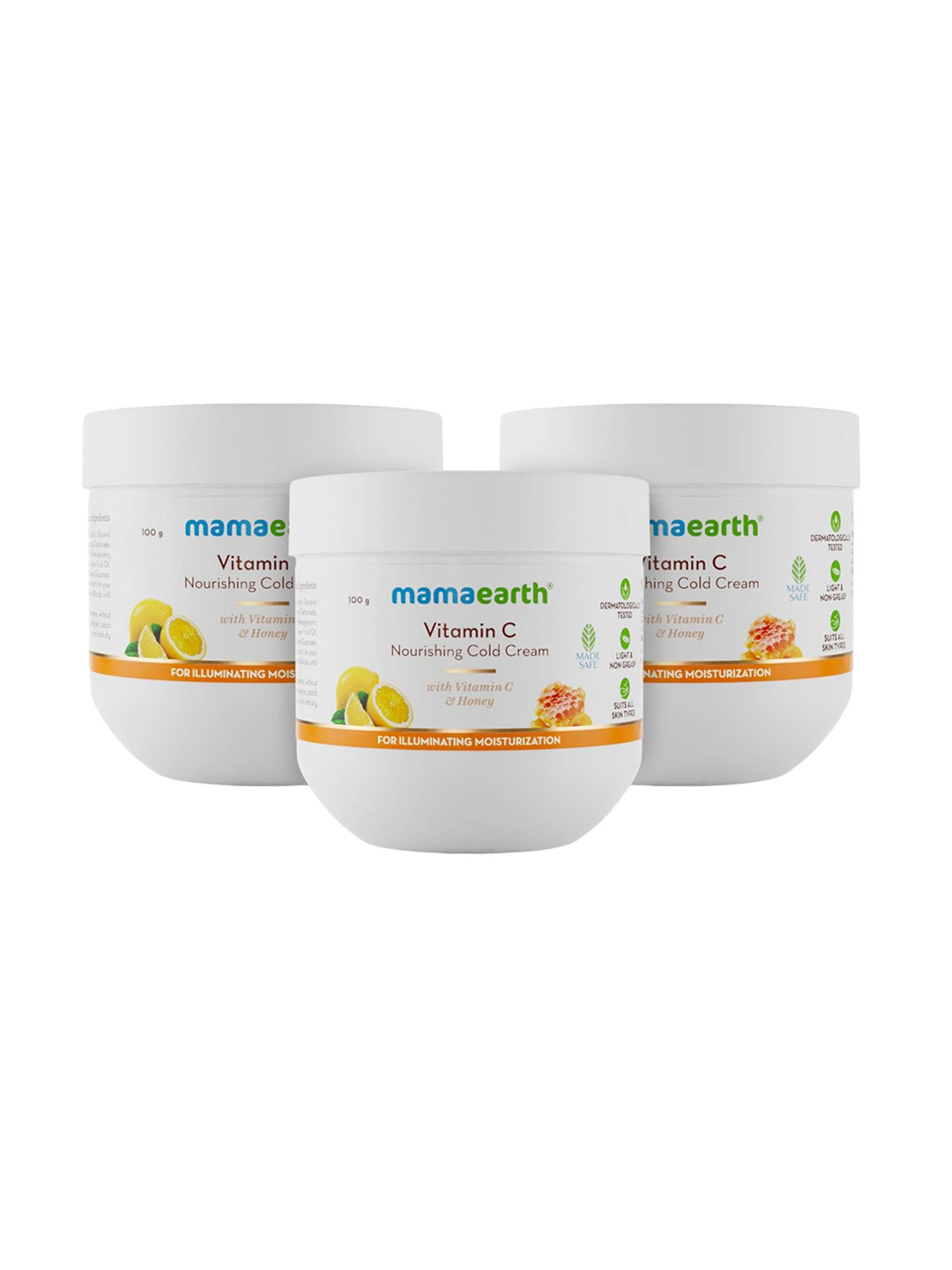Mamaearth Set Of 3 Vitamin C Nourishing Cold Cream With Honey - 100 g Each