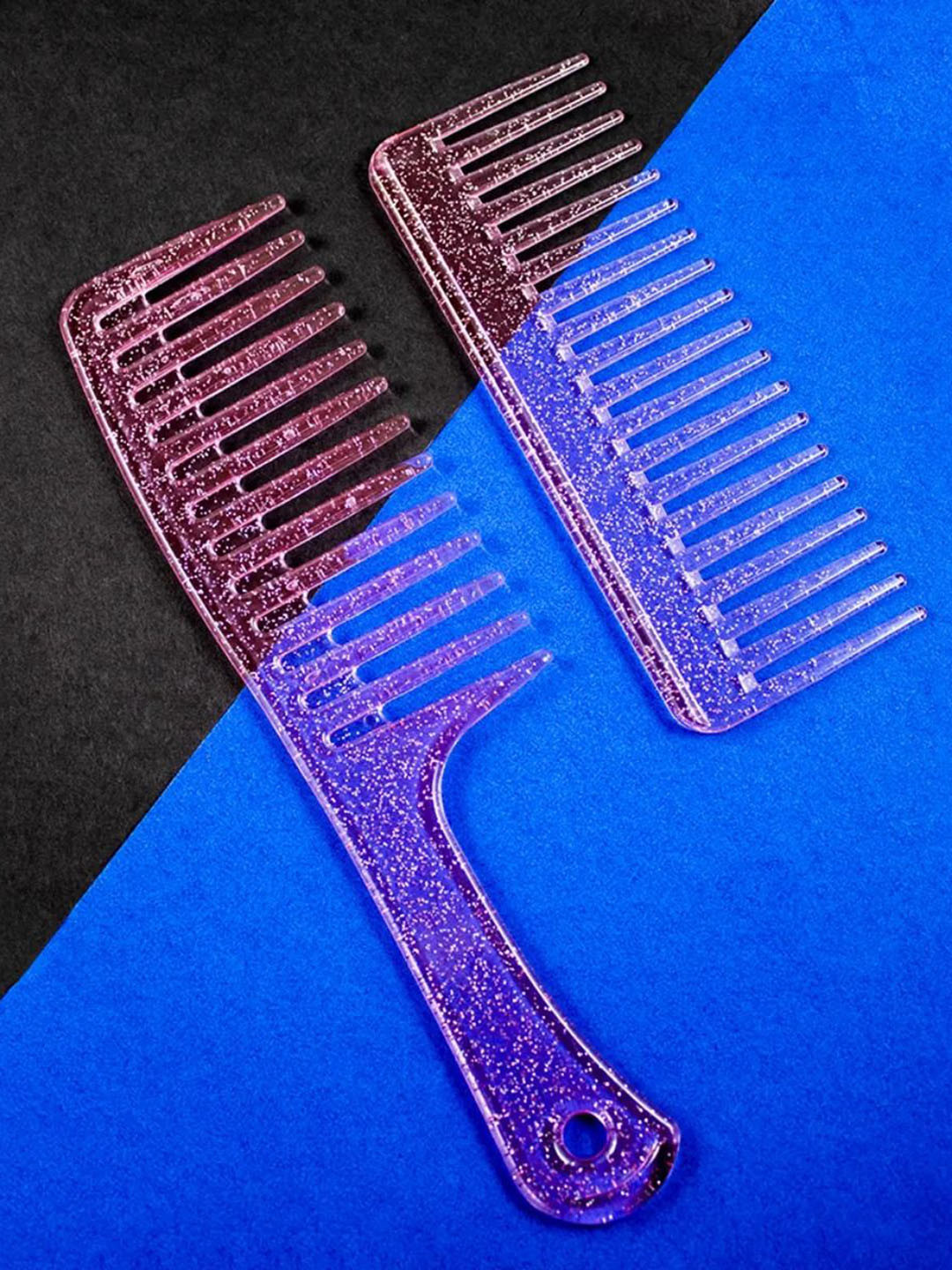 Jewelz Set Of 2 Wave & Wide Hand Design Combs - Pink