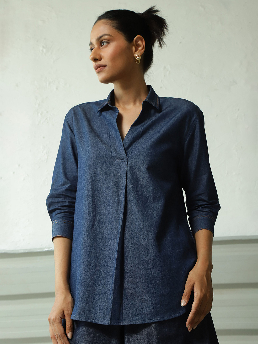 Canoopi Women Cotton Denim Shirt Style Top