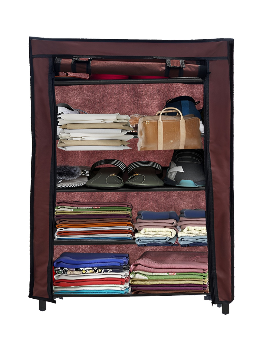 Urban Choice Brown & Black 5-Tier Collapsible Wardrobe