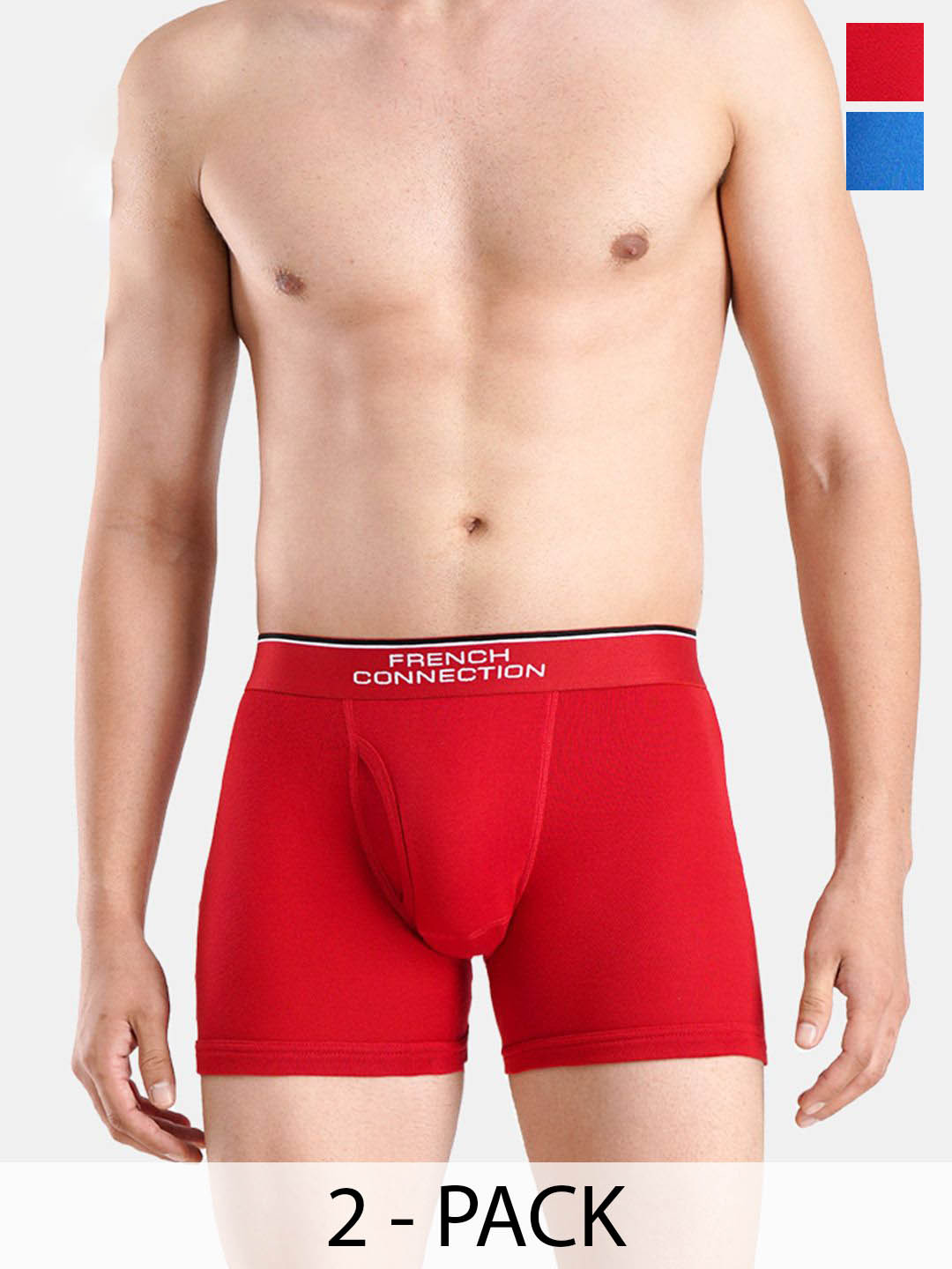 French Connection Pack Of 2 Cotton Trunks BARONHAUTE RED | CLASSIC BLUES