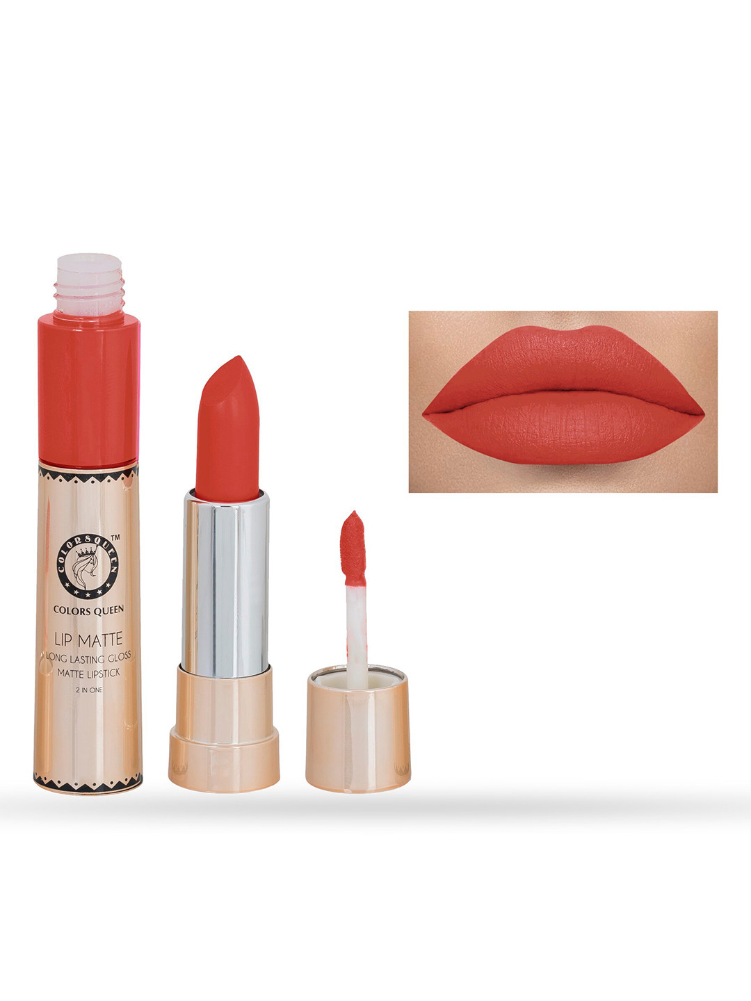 Colors Queen Lip Matte Long Lasting Gloss 2 in 1 Lipstick 8 g - Spicy