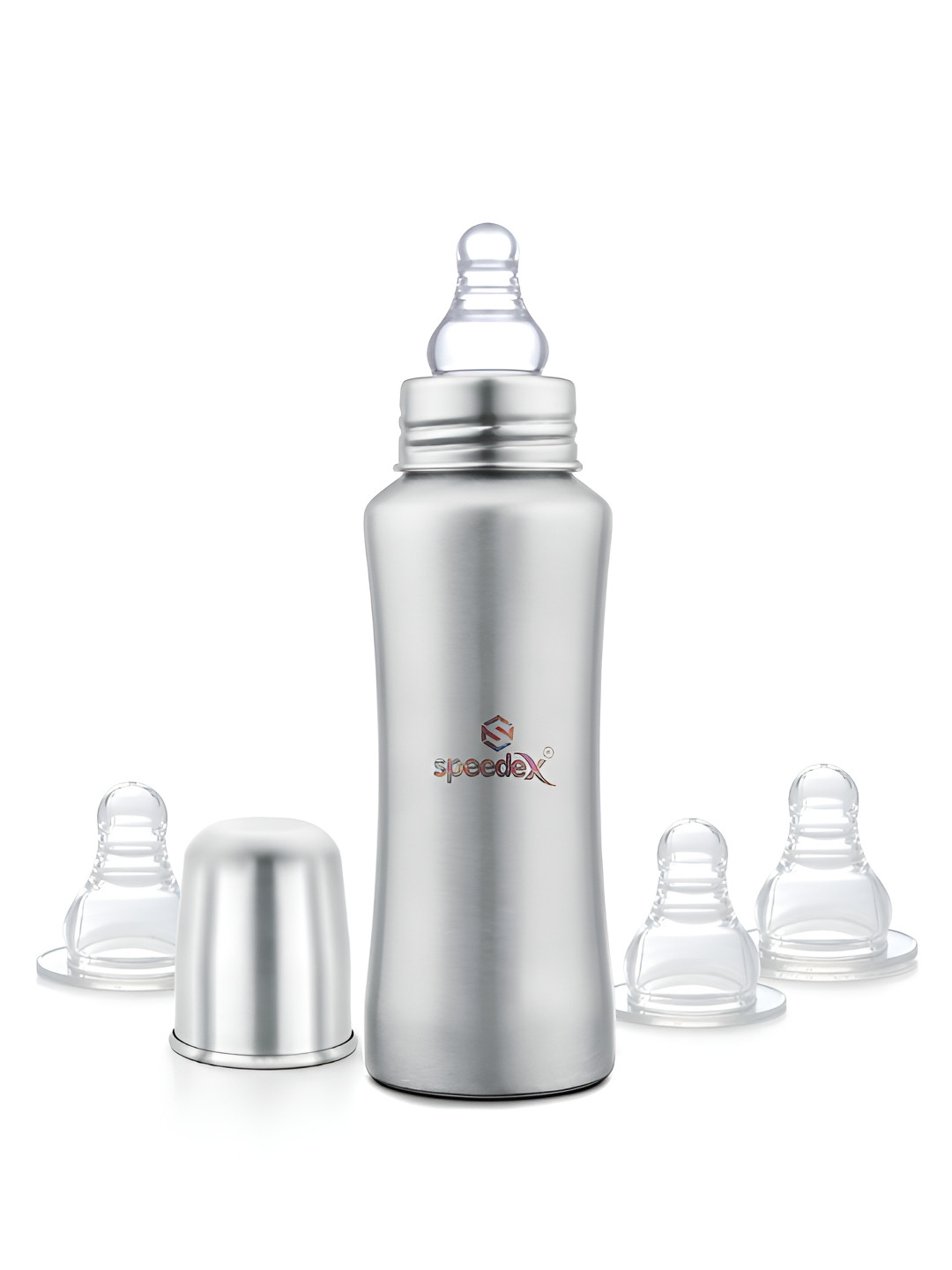Speedex Silver Brand Logo Stainless Steel Spill Proof 3 Piece Water Bottle - 240ml