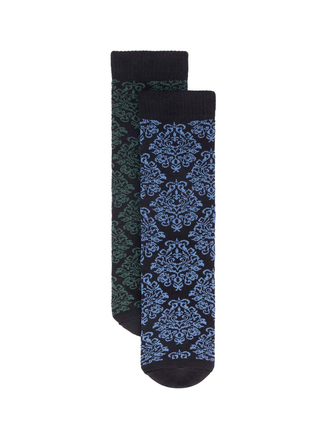RARE RABBIT Men Pack Of 2 Assorted Patterned Cotton Calf-Length Socks