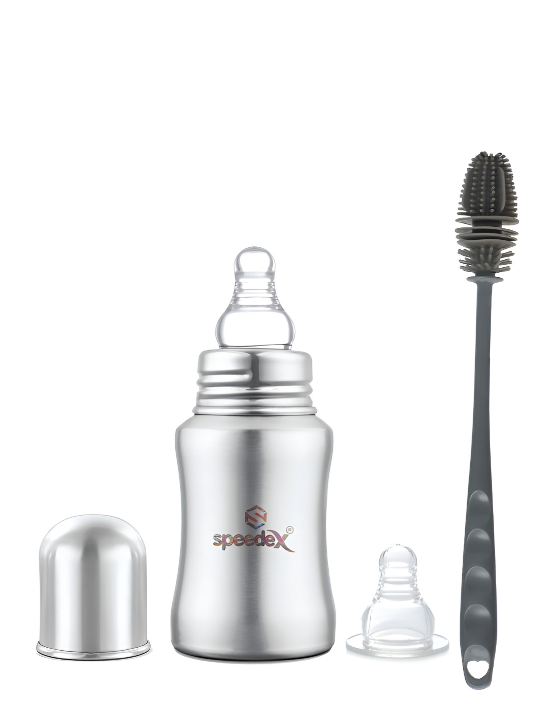 Speedex Silver Brand Logo Stainless Steel Spill Proof 3 Piece Water Bottle - 150ml