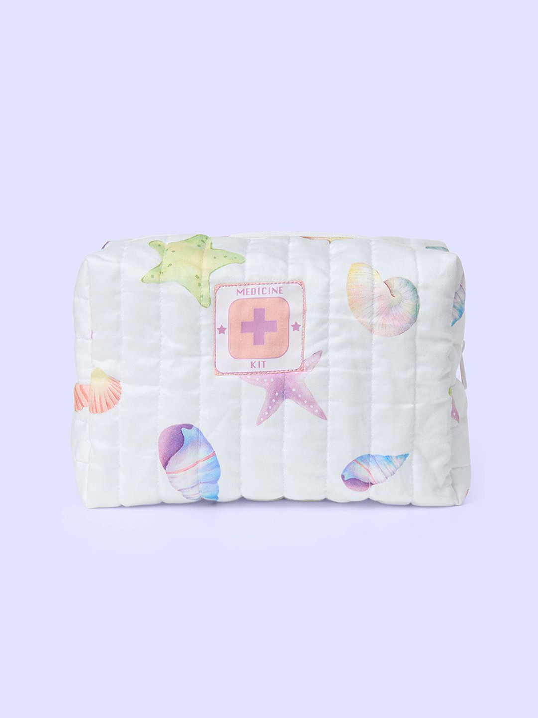 Fancy Fluff White & Pink Sea Fantasy Printed Travel Pouch