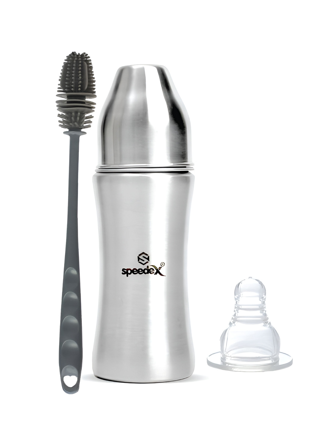 Speedex Silver Stainless Steel Volume Marking 2 Piece Water Bottle - 250ml