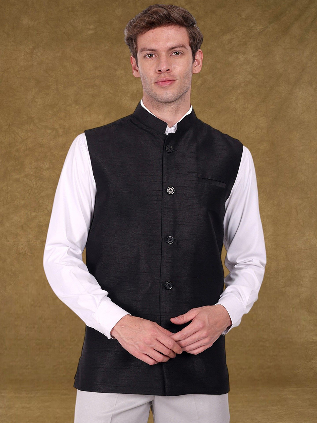 SKAVIJ MenMandarin Collar Nehru Jacket