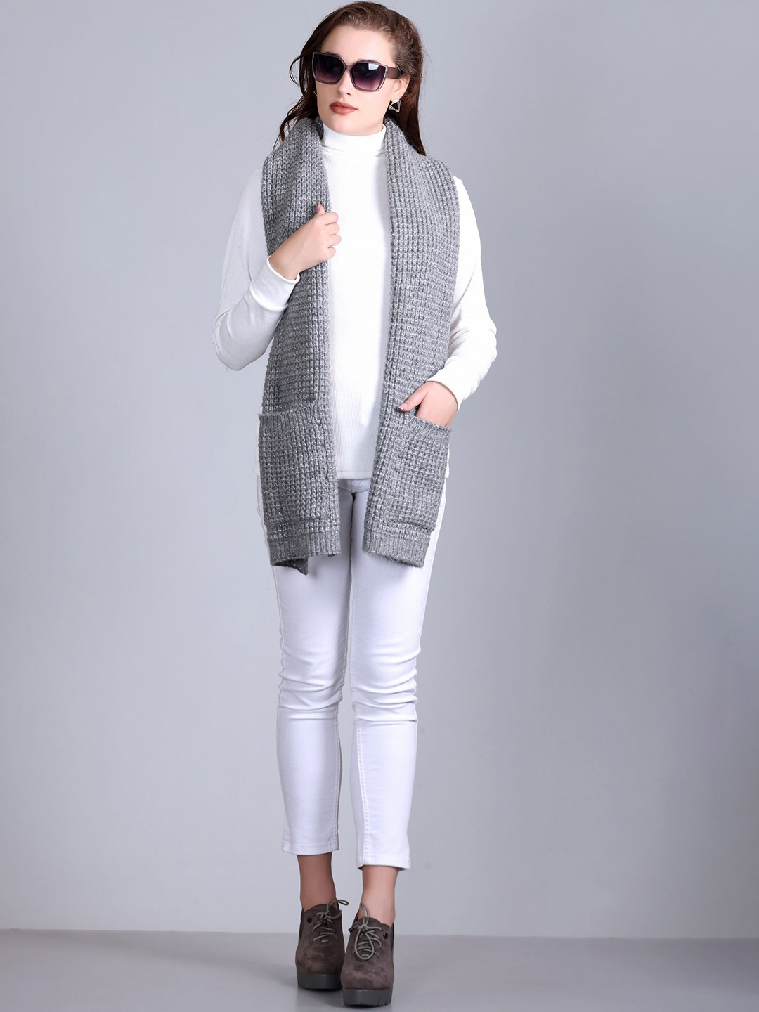 513 Women Self Design Mufflers With Hand Warmer Pockets