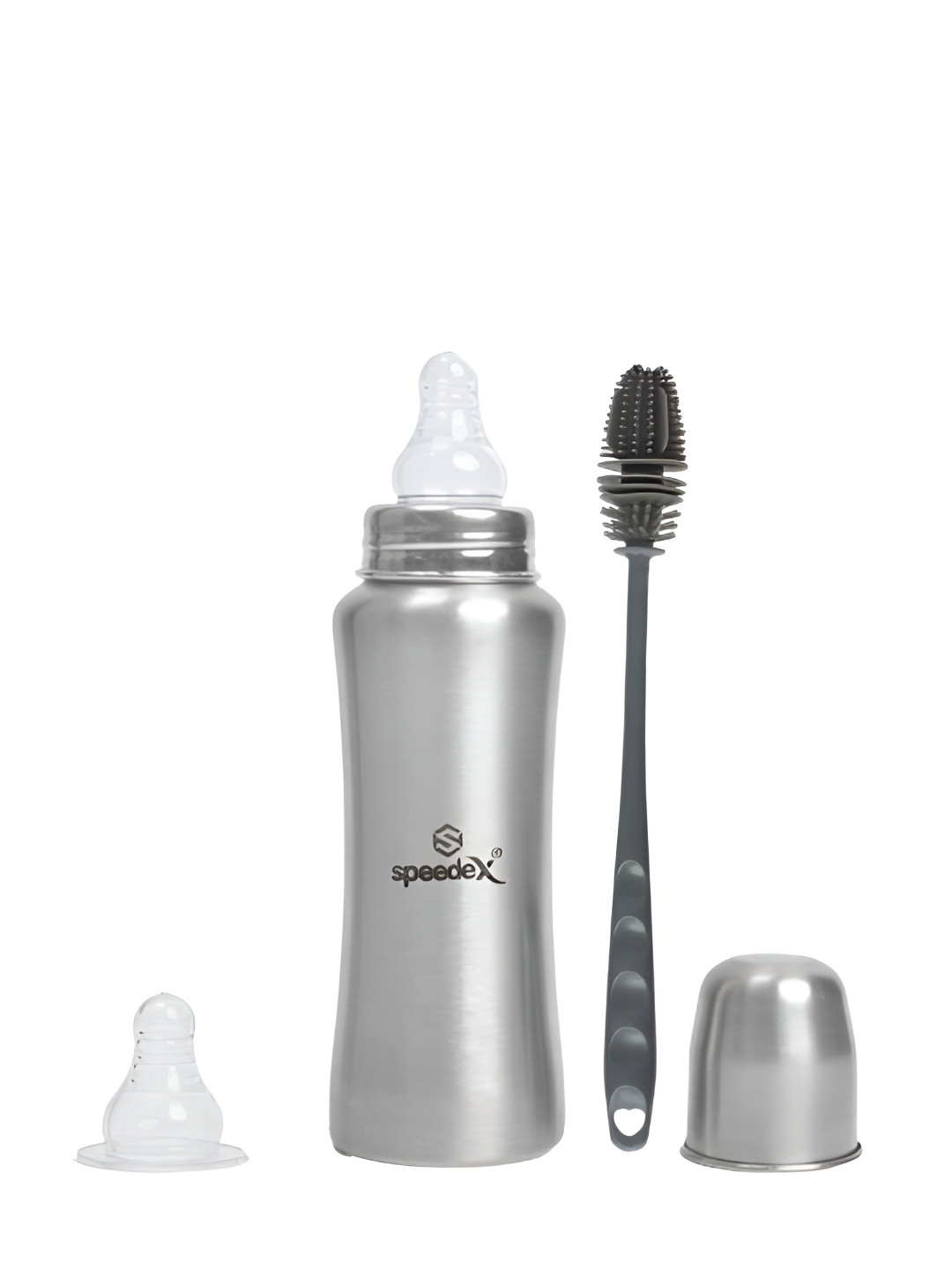 Speedex Maq Pure Silver Brand Logo Stainless Steel Light-weight 3 Pcs Water Bottle - 240ml