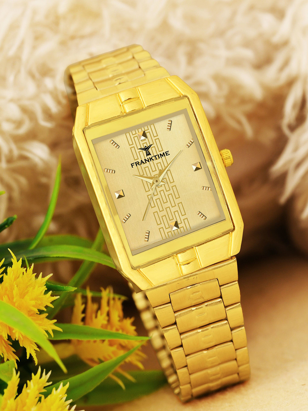 Franktime Men Dial & Stainless Steel Bracelet Style Straps Analogue Watch FT-0053 GLD