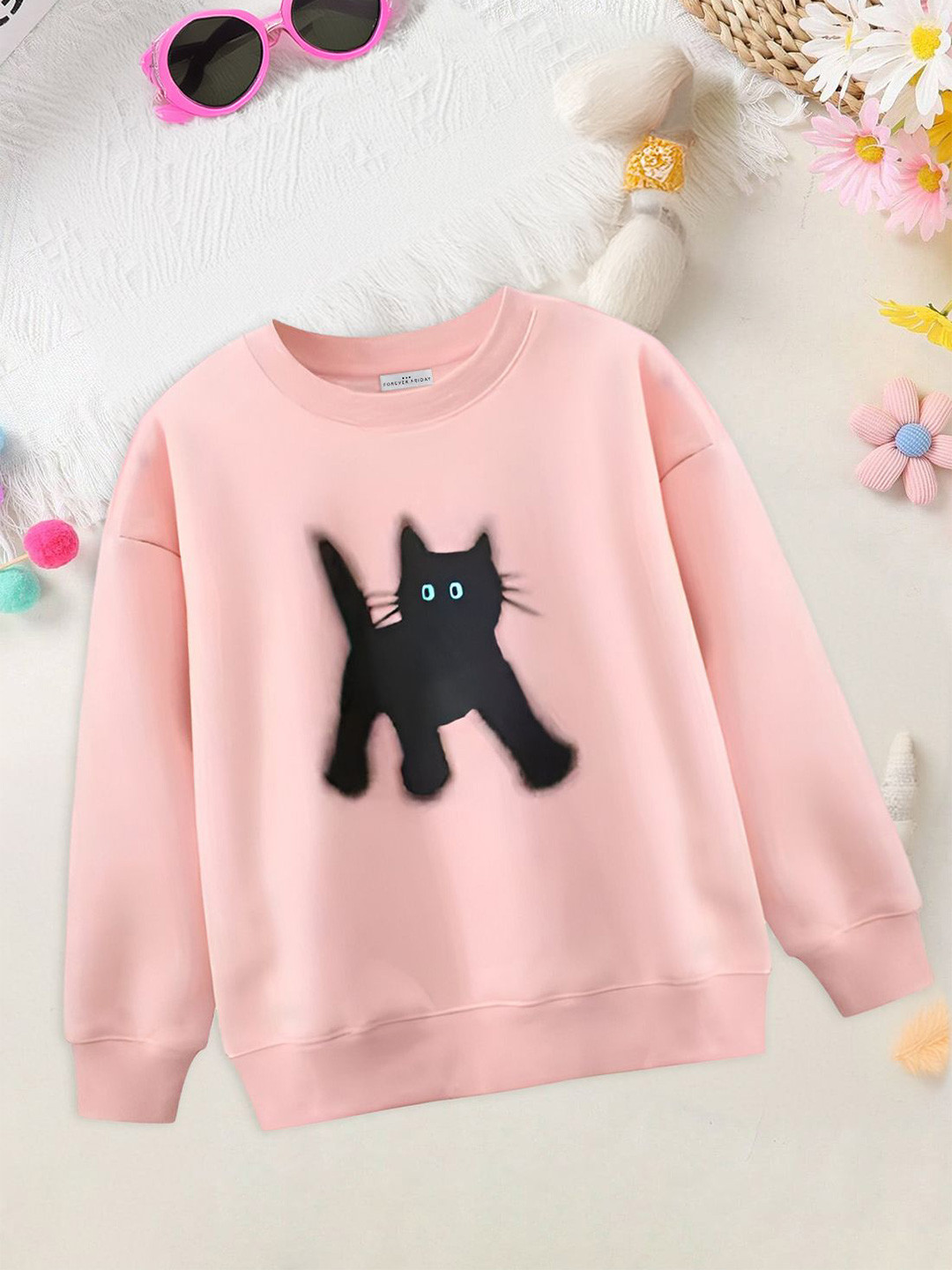 FOREVER FRIDAY Girls Printed Full Sleeve Round Neck  Sweatshirt