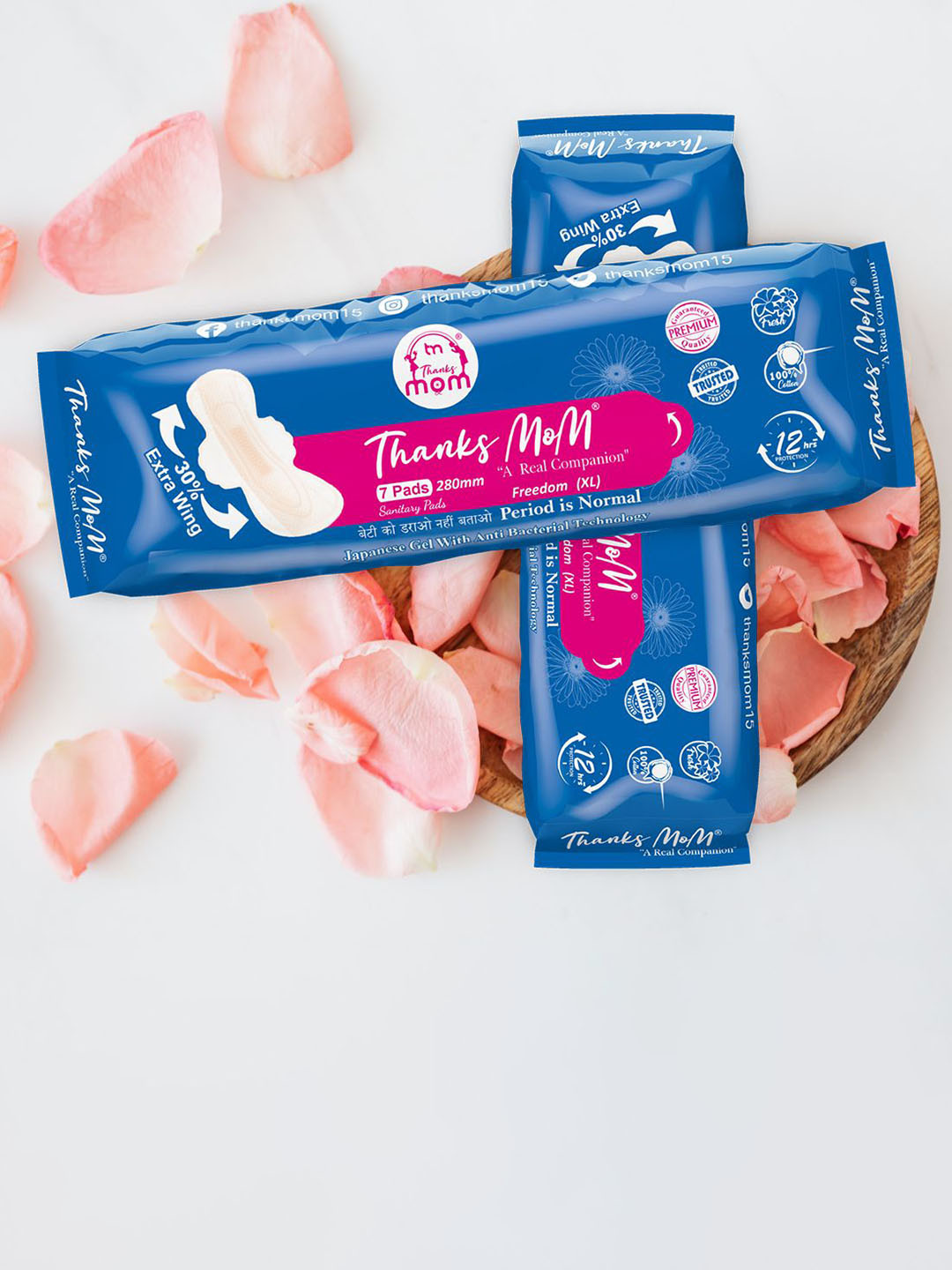 THANKS MOM Freedom Set Of 14 Sanitary Pads - XL - 7Pcs Each With Razor