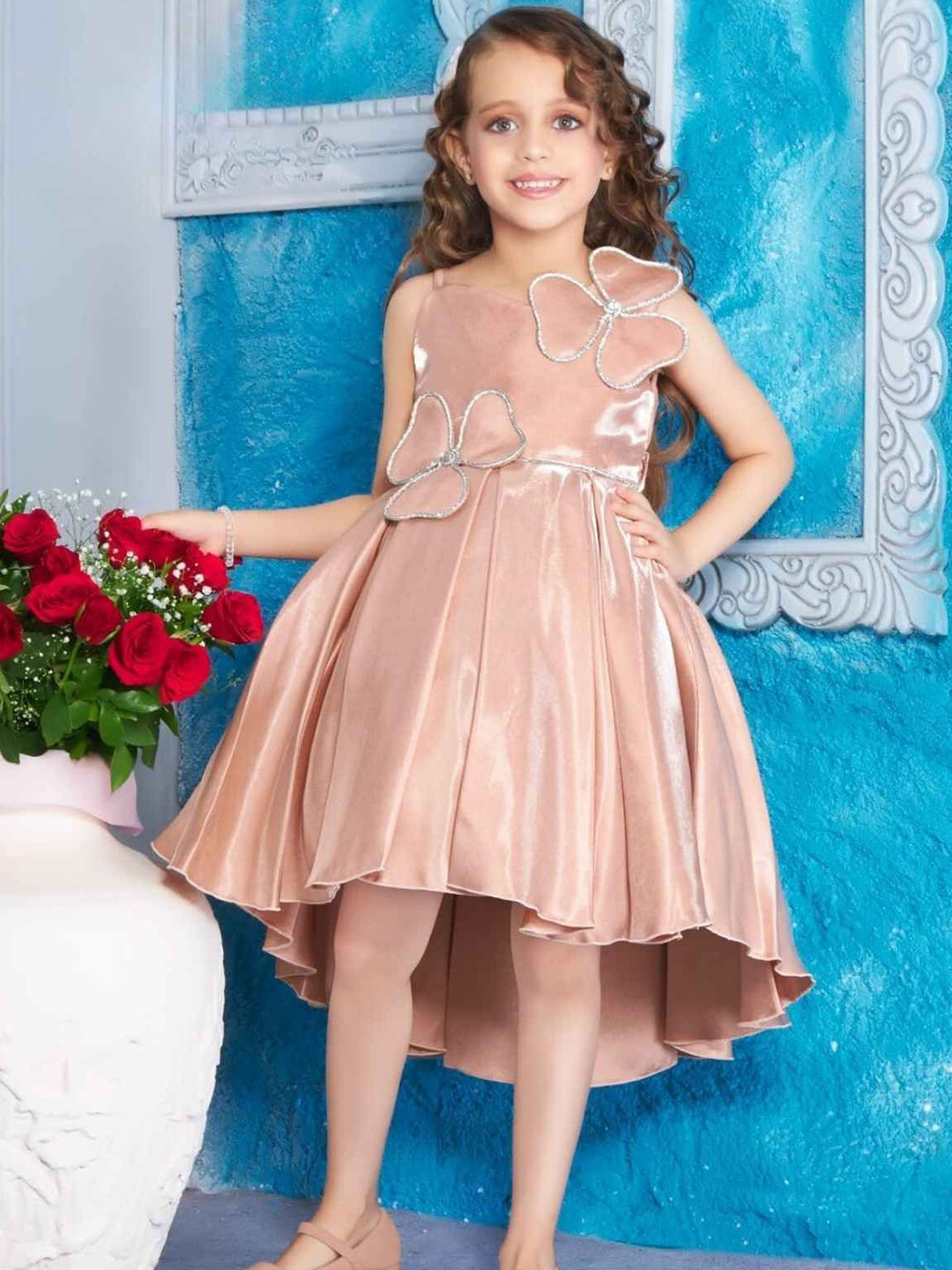 Lagorii Girls Shoulder Straps Fit & Flare Knee Length Dress