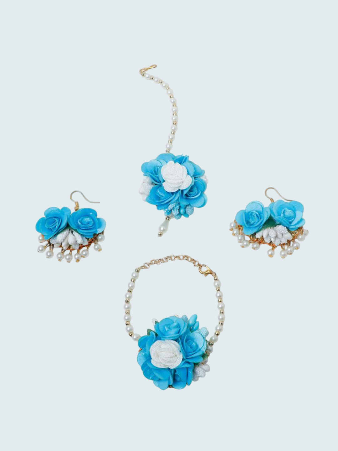 Daizy Girls Beaded Maang Tika and Earrings With Bracelet