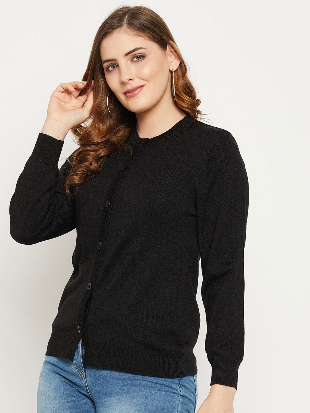 Zigo Women Woollen Crop Cardigan