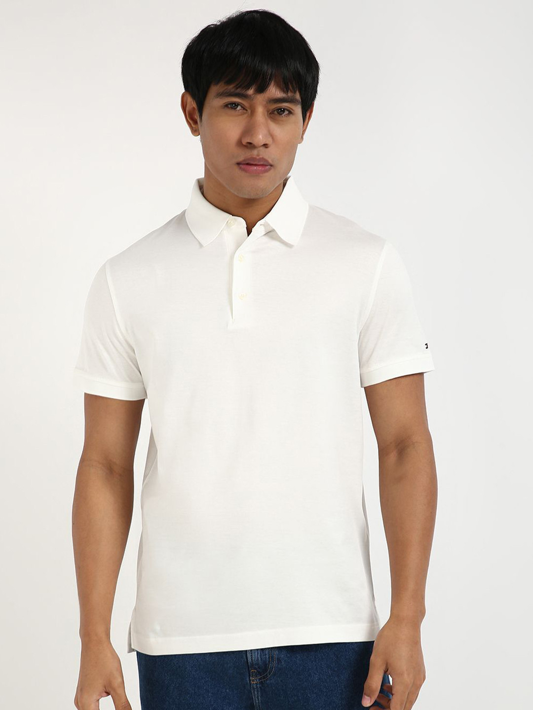 Tommy Hilfiger Men Solid Polo Collar Cotton Slim Fit T-shirt