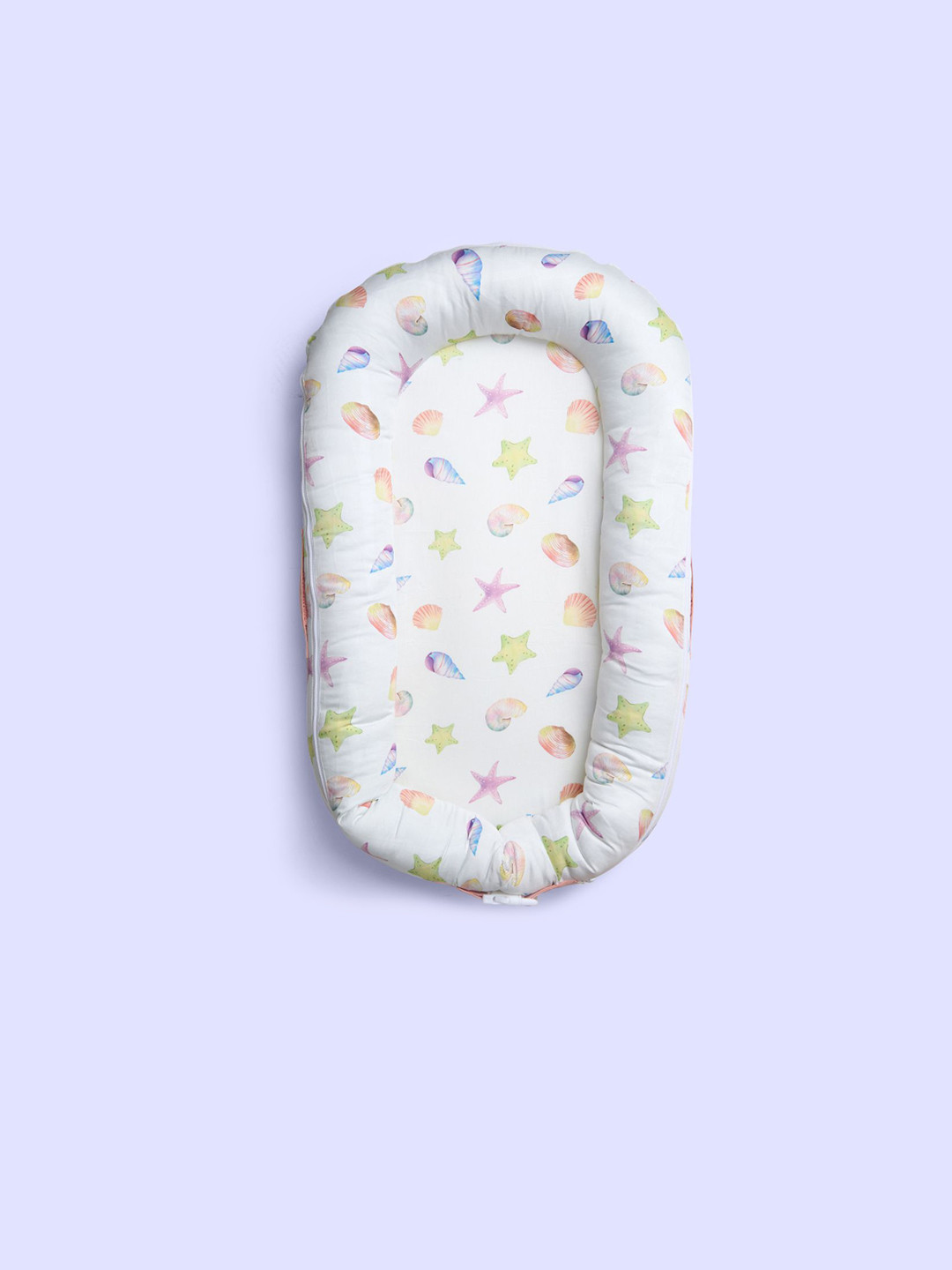 Fancy Fluff Girls 2-Pcs White & Purple Printed Organic Cotton Baby Bed Sets