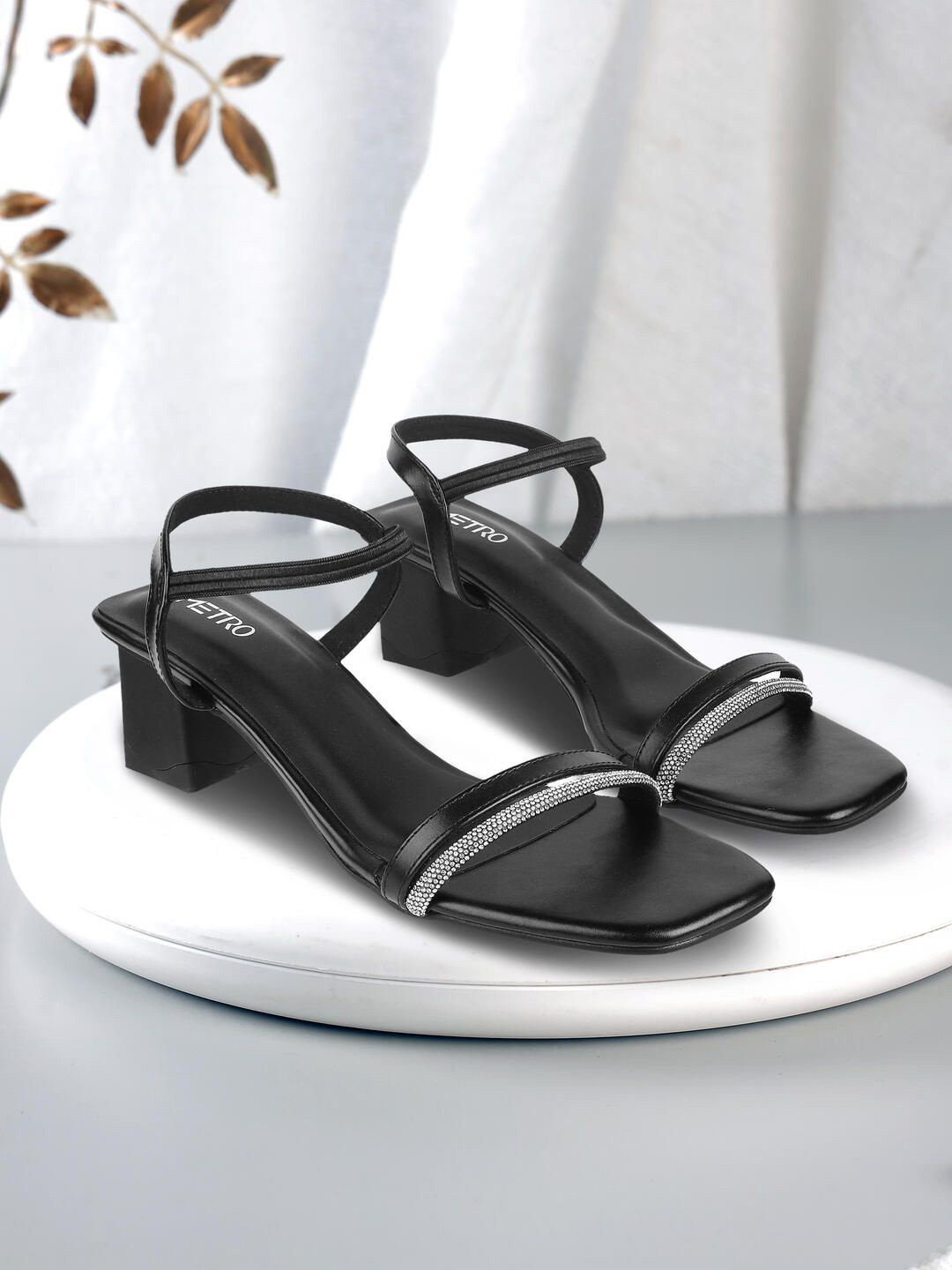 Metro Women Embellished Block Sandals