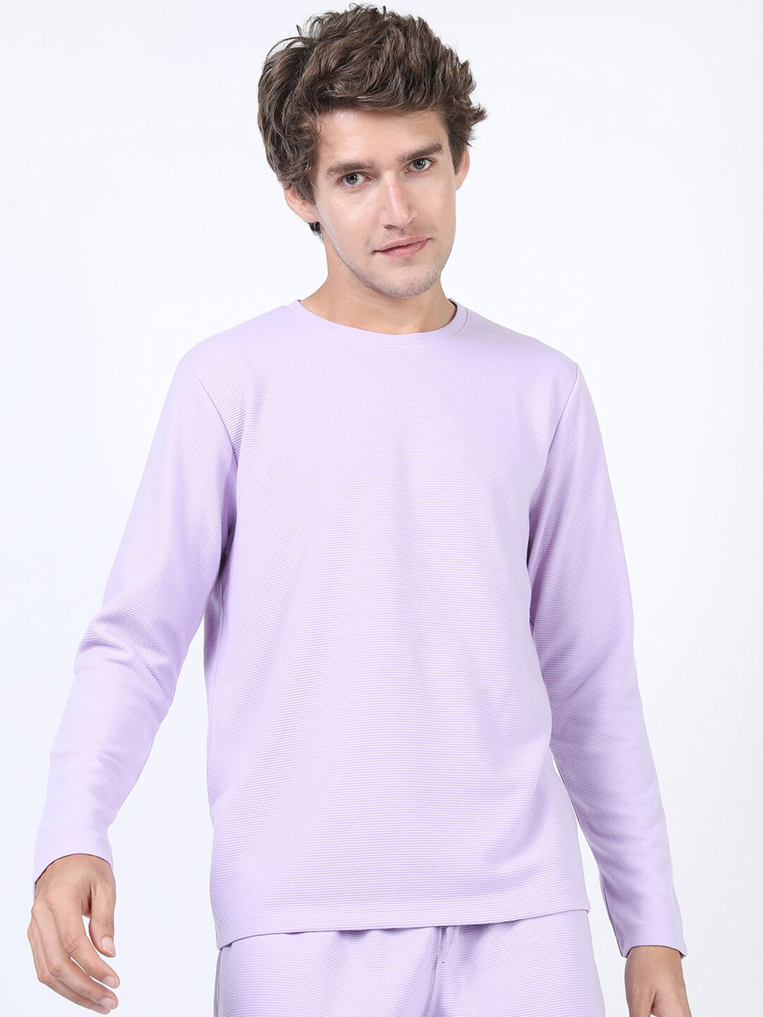 HIGHLANDER Men Lavender Regular Fit T-shirt