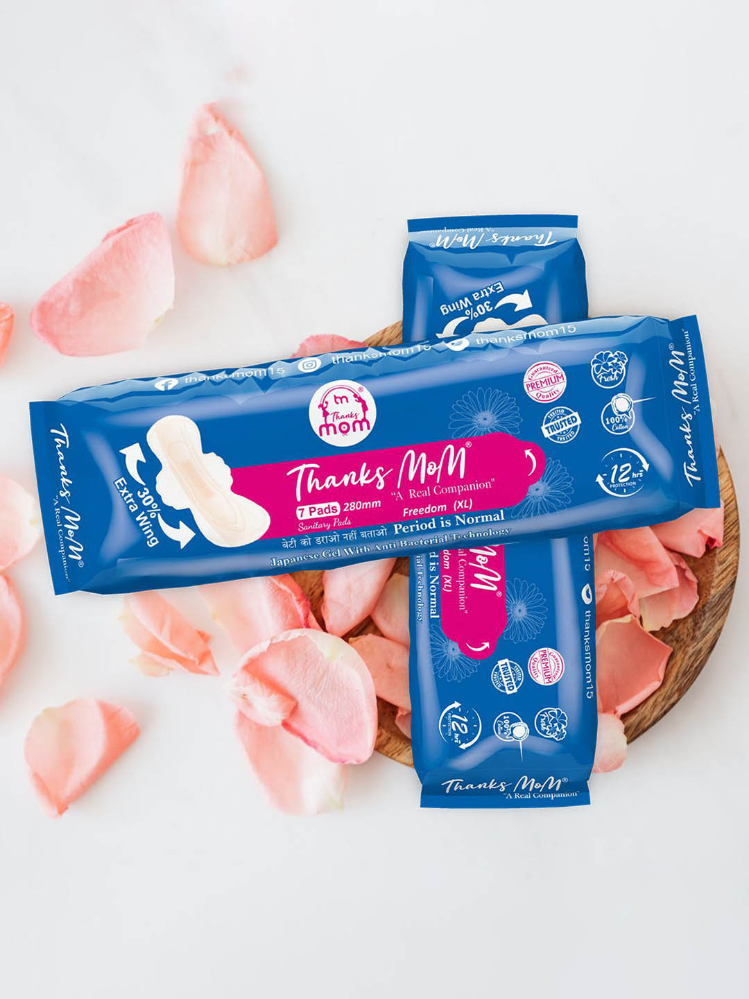 THANKS MOM Freedom Set Of 10 Soft Cotton Sanitary Pads - XL - 7 Pads Each